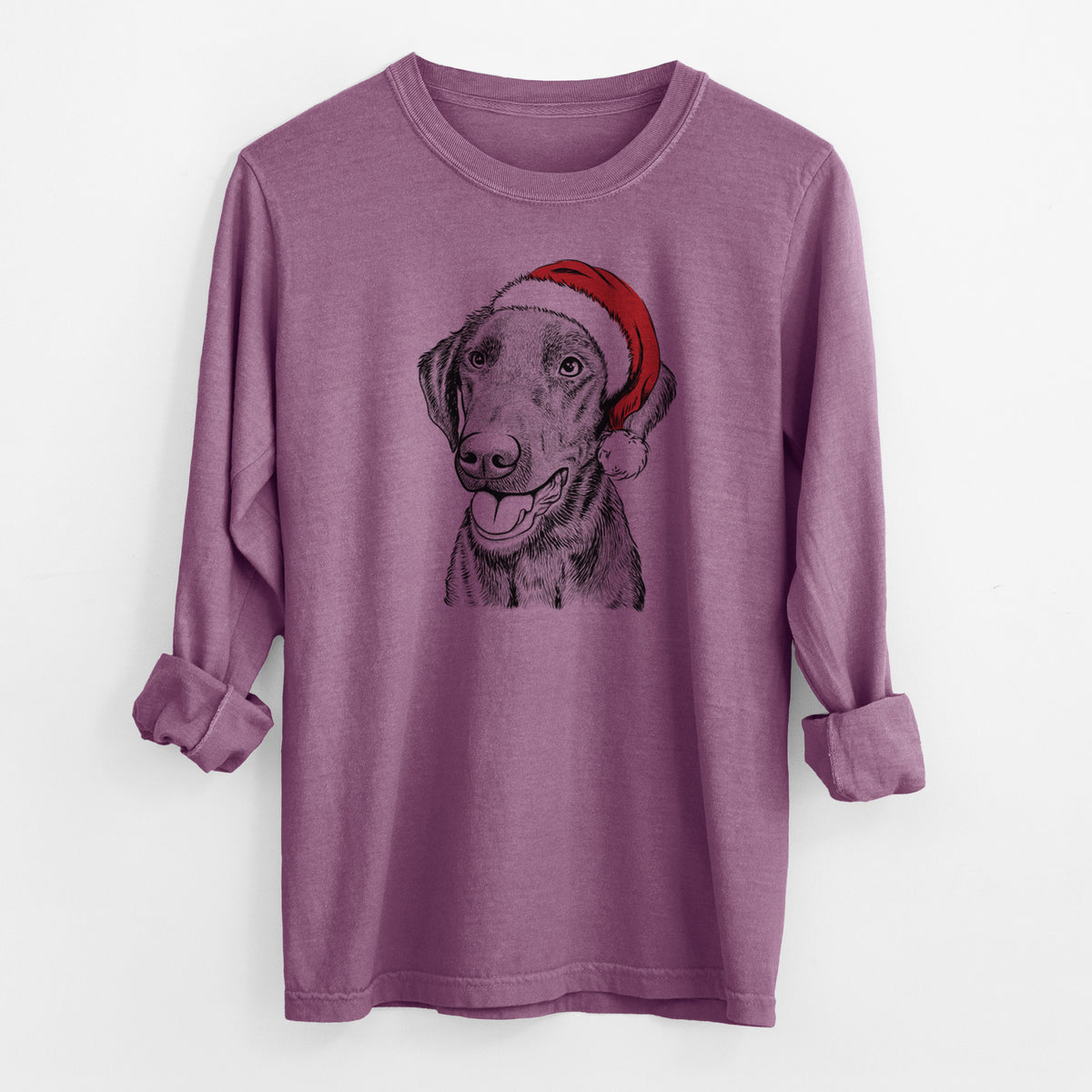 Santa Onyx the Labrador Retriever - Men's Heavyweight 100% Cotton Long Sleeve