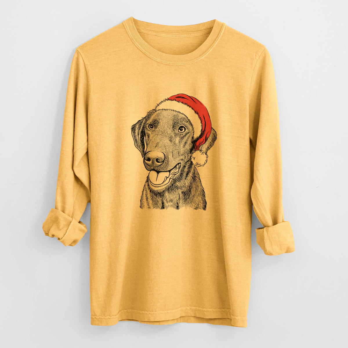 Santa Onyx the Labrador Retriever - Men's Heavyweight 100% Cotton Long Sleeve