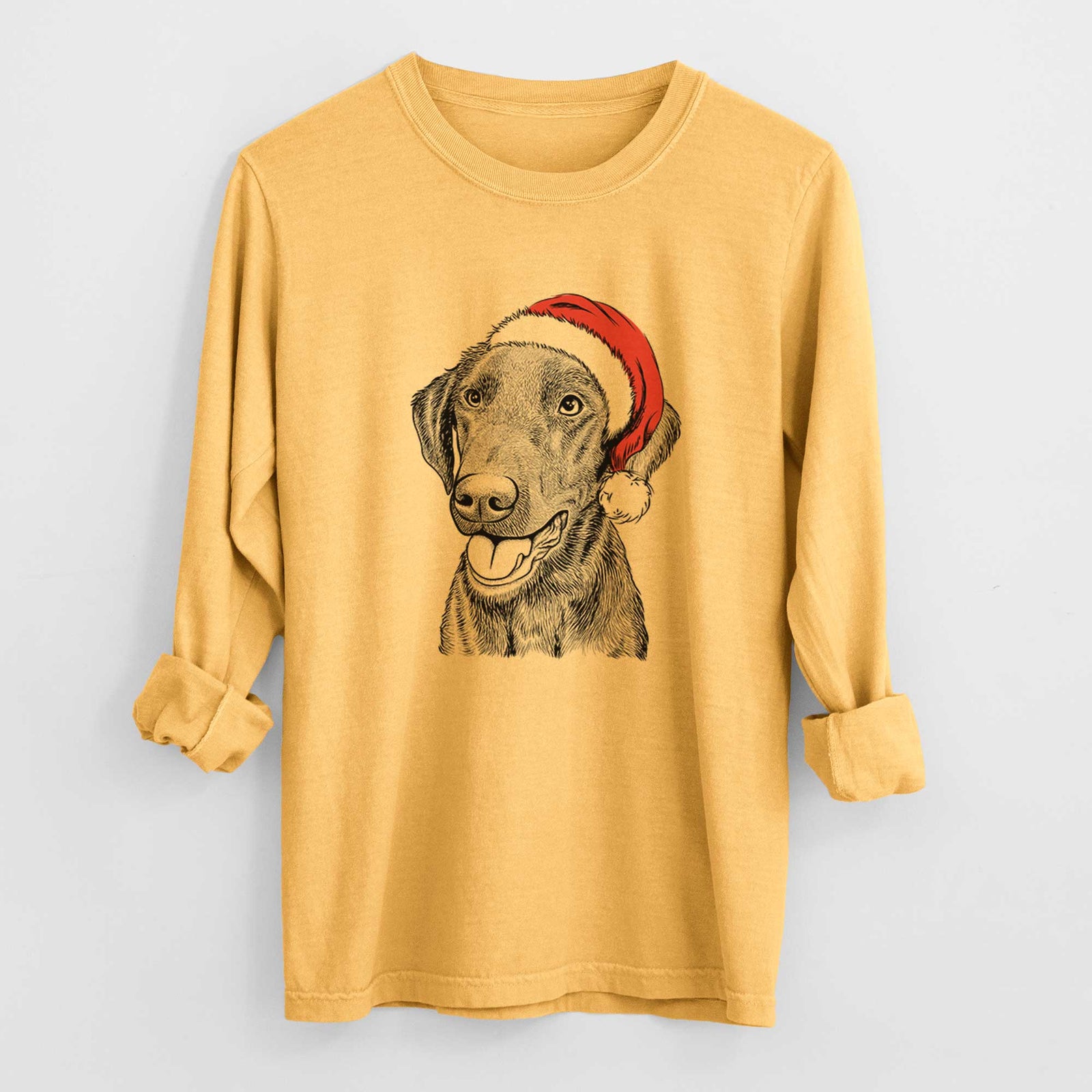Santa Onyx the Labrador Retriever - Men's Heavyweight 100% Cotton Long Sleeve