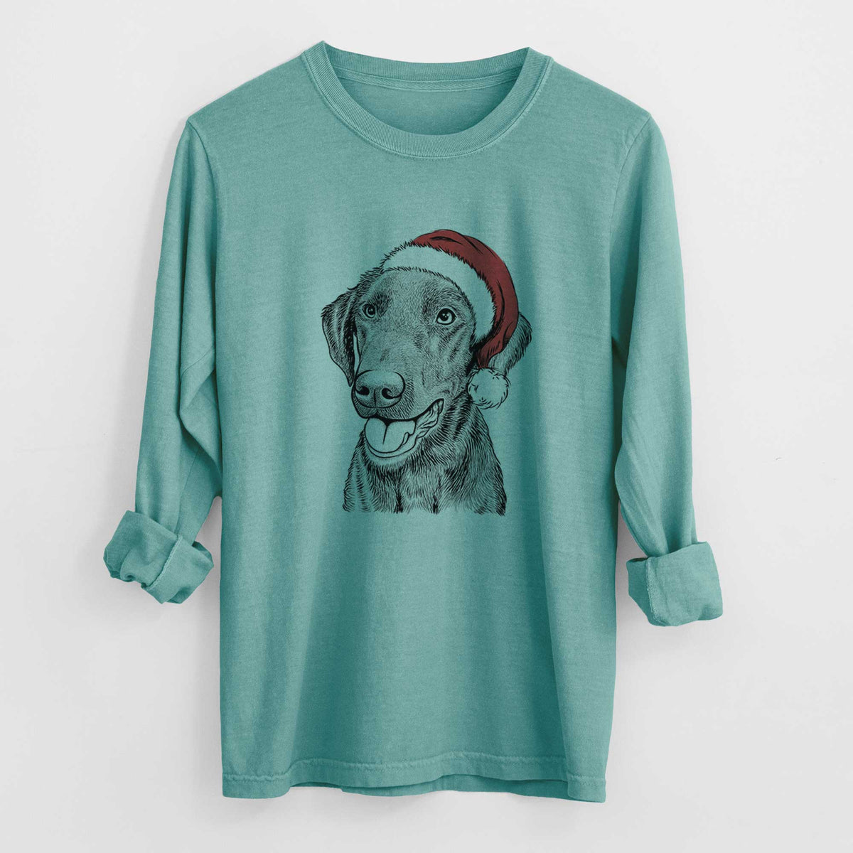 Santa Onyx the Labrador Retriever - Men's Heavyweight 100% Cotton Long Sleeve