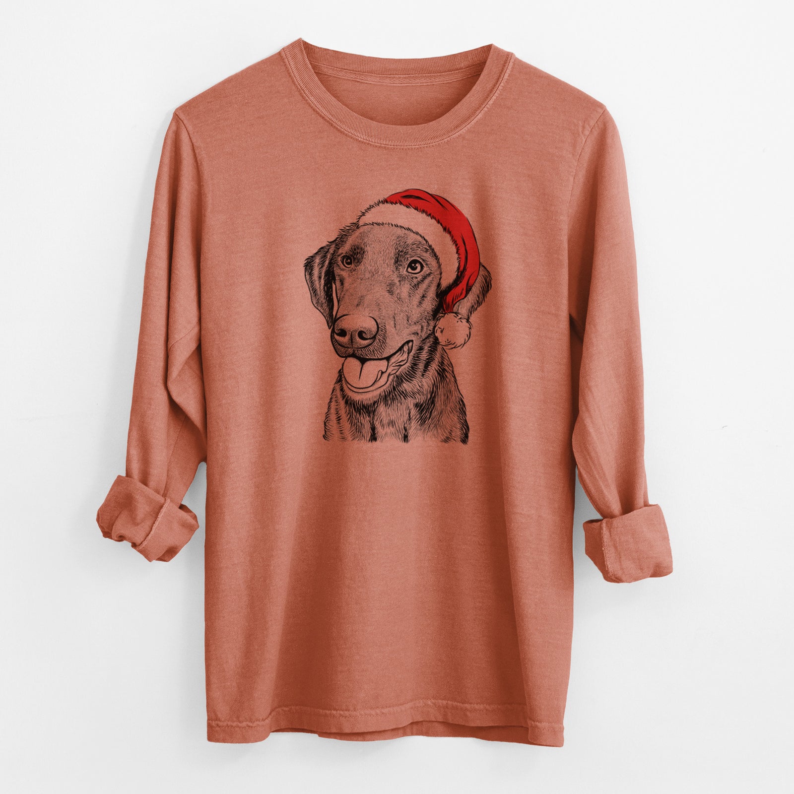 Santa Onyx the Labrador Retriever - Men's Heavyweight 100% Cotton Long Sleeve
