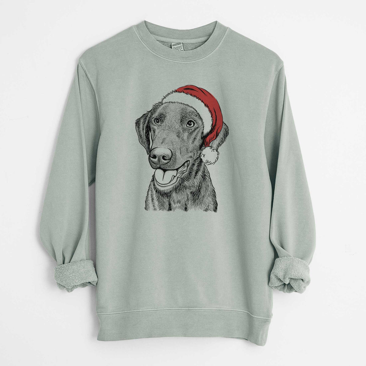 Santa Onyx the Labrador Retriever - Unisex Pigment Dyed Crew Sweatshirt