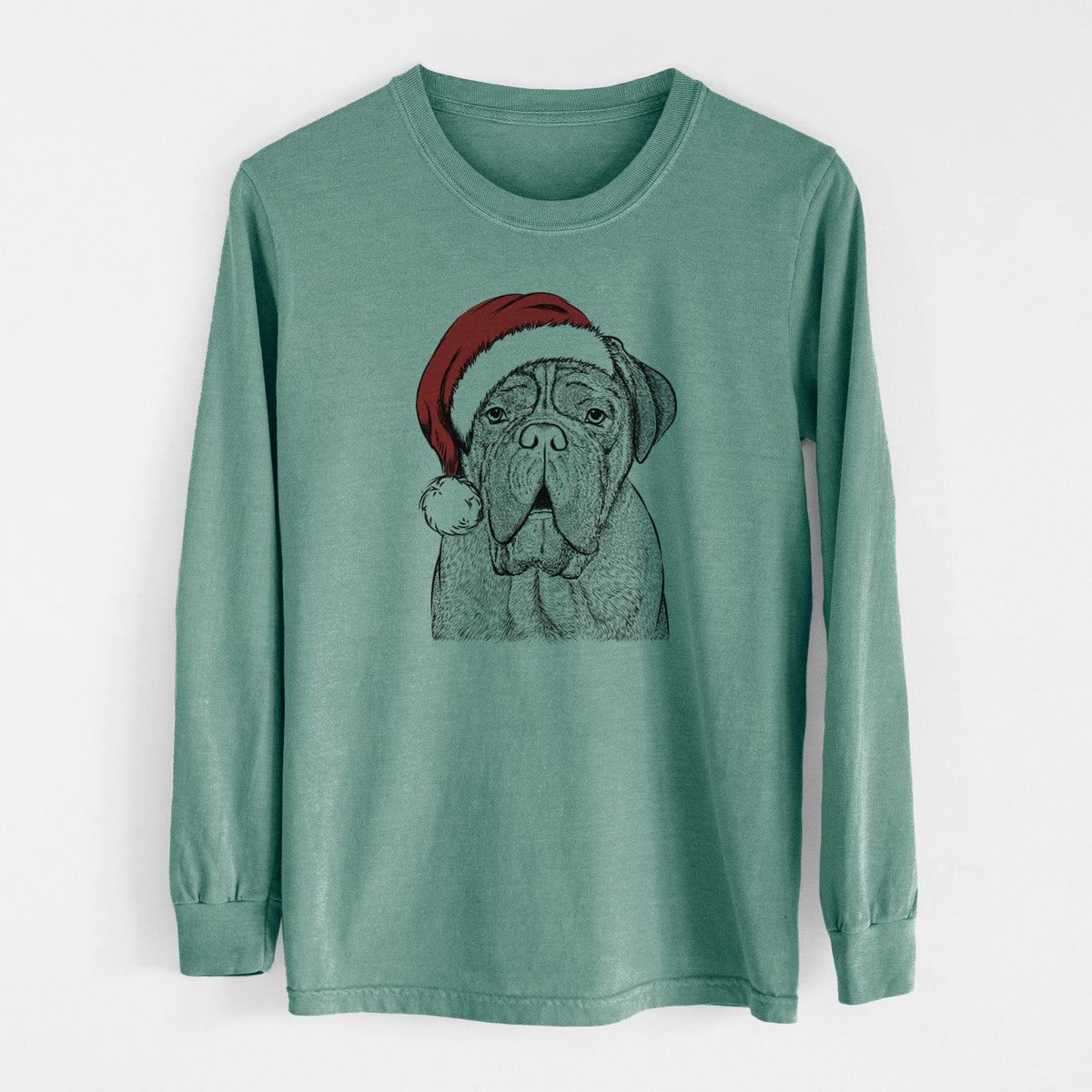 Santa Optimus the Dogue de Bordeaux - Men's Heavyweight 100% Cotton Long Sleeve