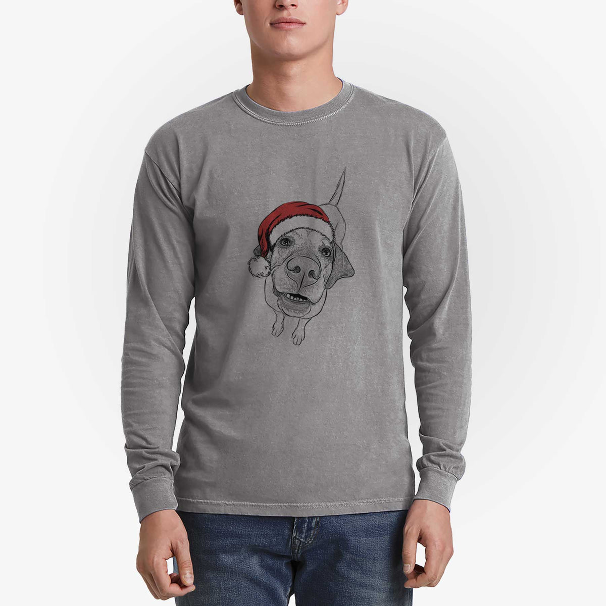 Santa Oquirrh the Vizsla - Men's Heavyweight 100% Cotton Long Sleeve