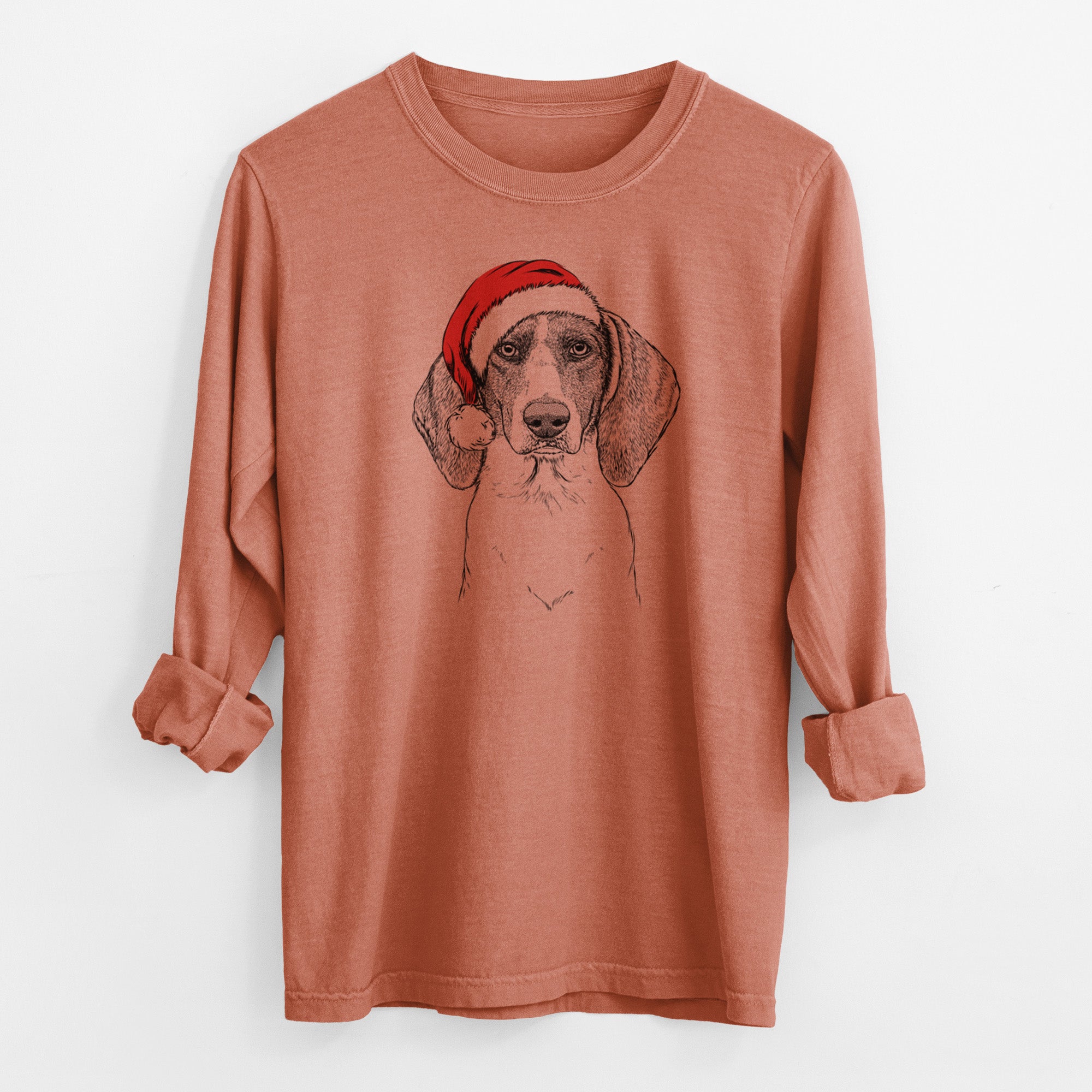 Santa Orin the Treeing Walker Coonhound - Men's Heavyweight 100% Cotton Long Sleeve