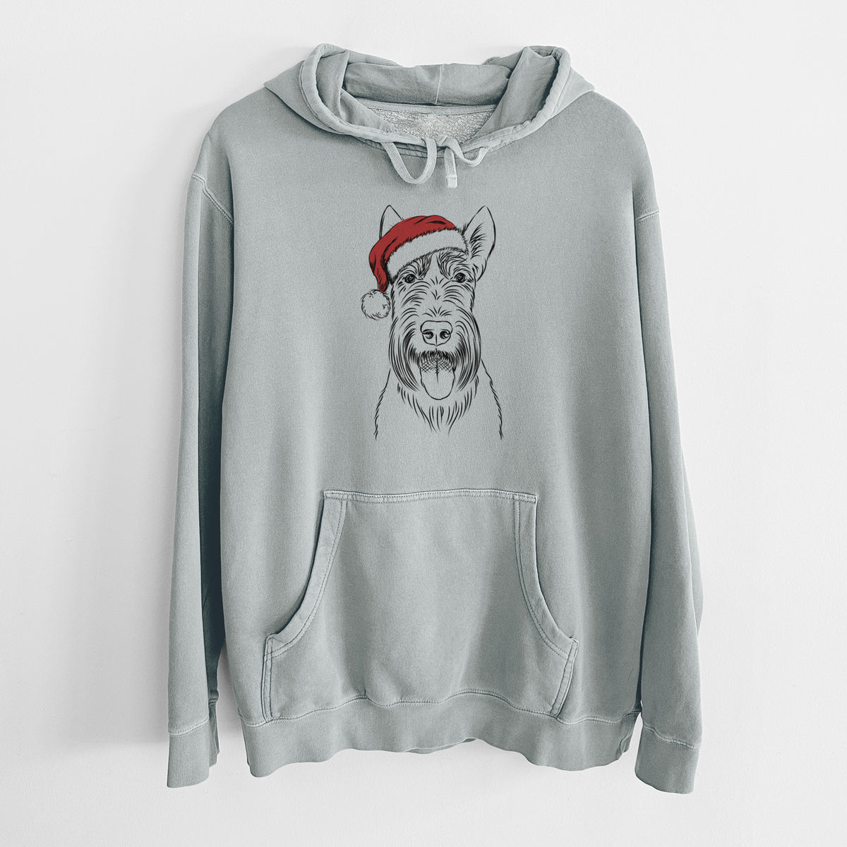 Santa Hat Oswald the Scottish Terrier - Unisex Pigment Dyed Hoodie