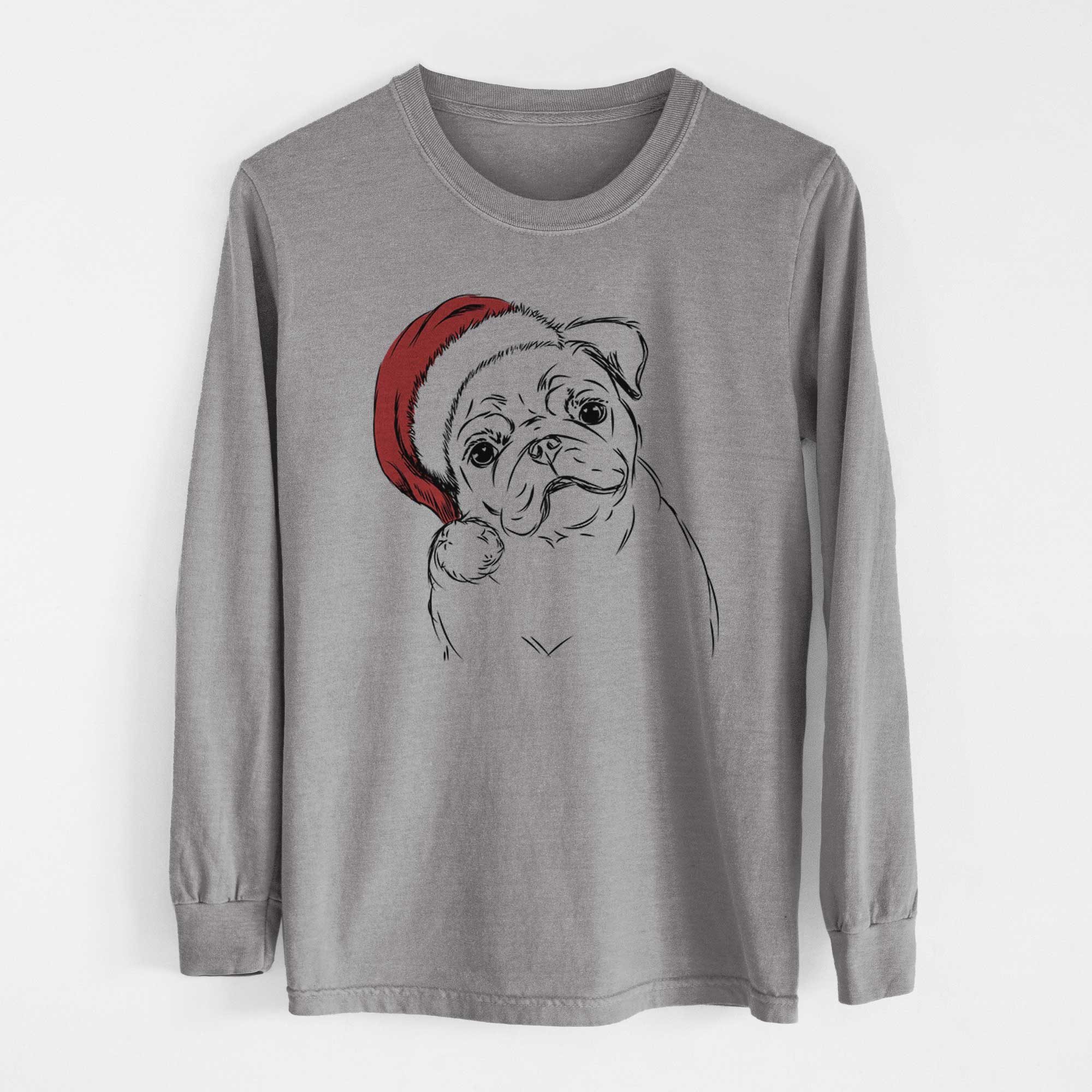 Santa Otis the Pug - Men's Heavyweight 100% Cotton Long Sleeve