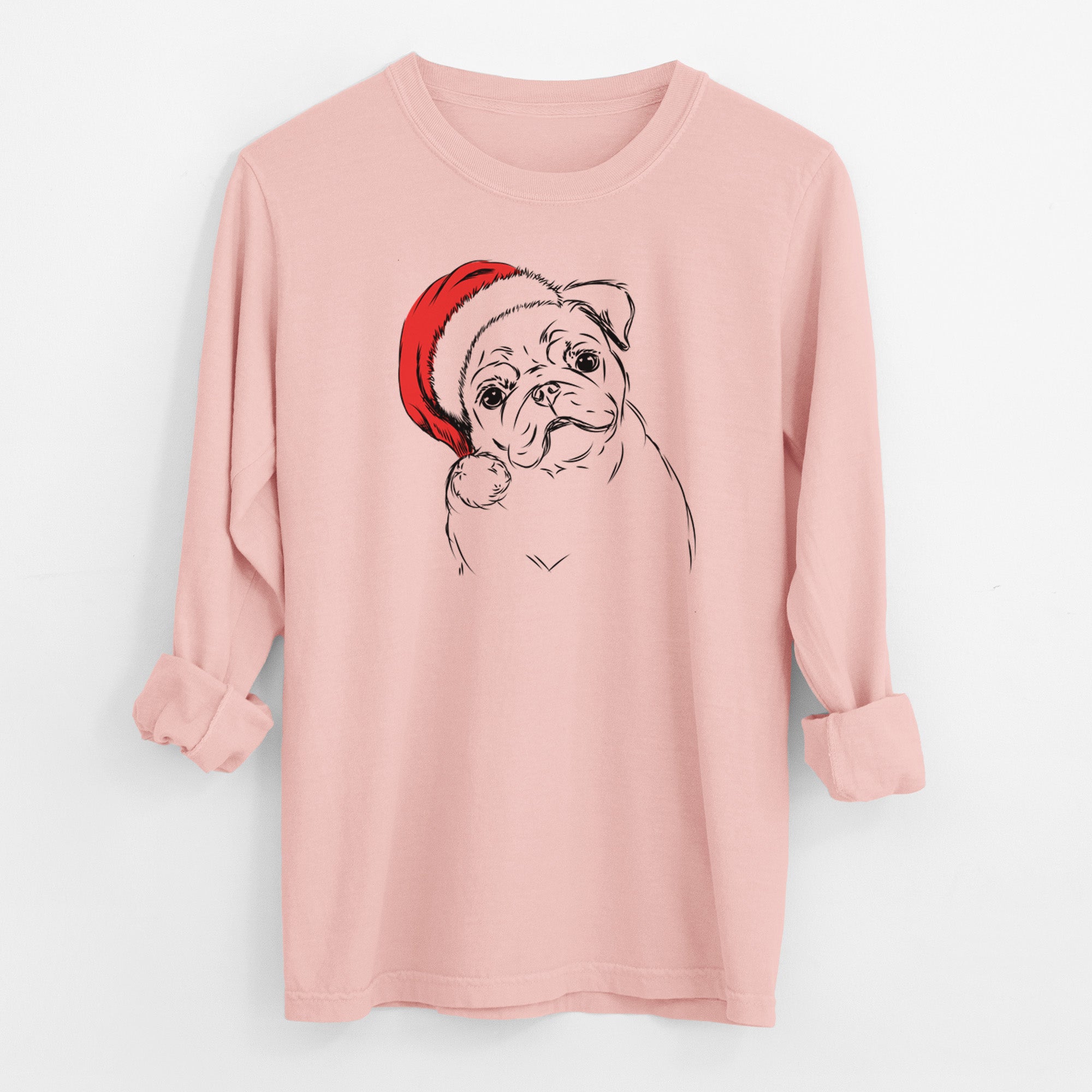 Santa Otis the Pug - Men's Heavyweight 100% Cotton Long Sleeve