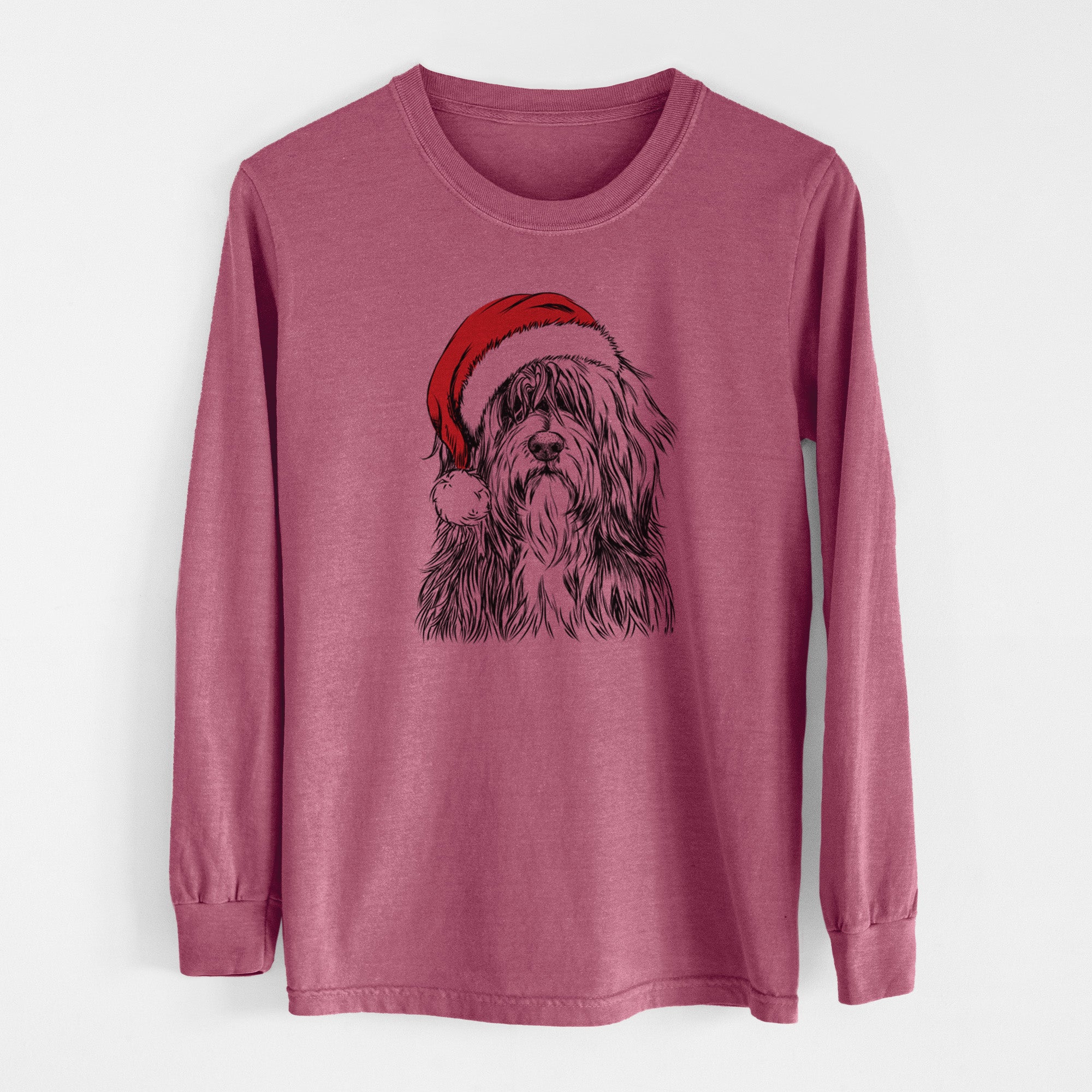 Santa Otto the Polish Lowland Sheepdog - Men's Heavyweight 100% Cotton Long Sleeve