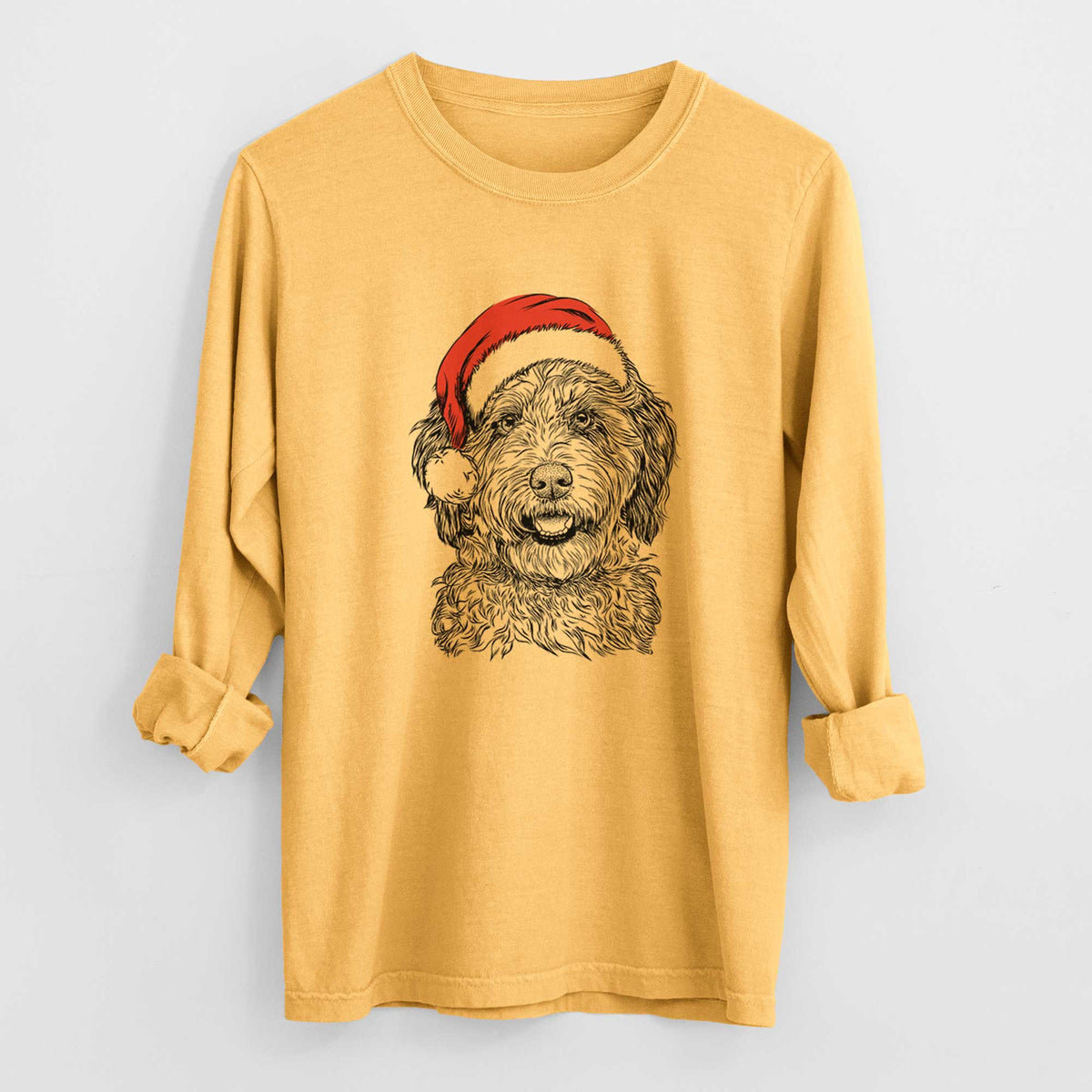Santa Palmer the Aussiedoodle - Men's Heavyweight 100% Cotton Long Sleeve