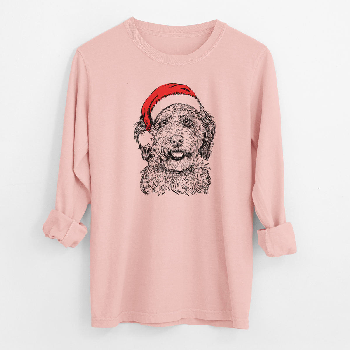 Santa Palmer the Aussiedoodle - Men's Heavyweight 100% Cotton Long Sleeve