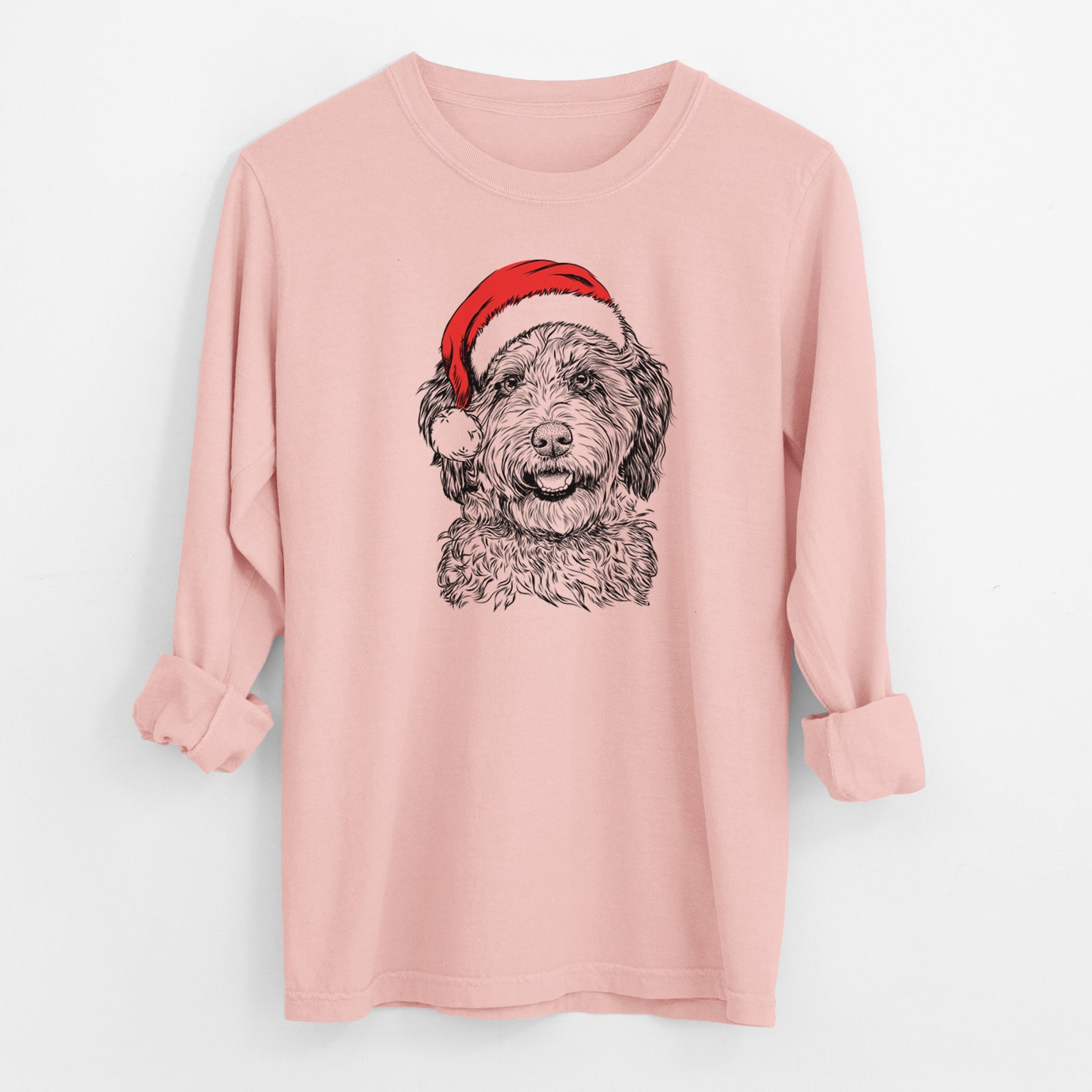 Santa Palmer the Aussiedoodle - Men's Heavyweight 100% Cotton Long Sleeve