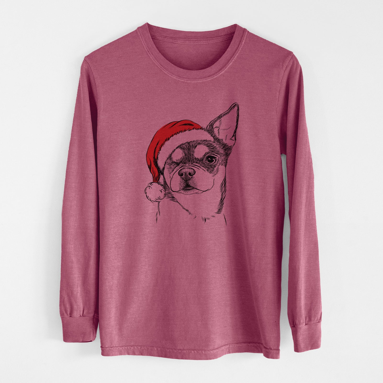 Santa Paris the Chihuahua - Men's Heavyweight 100% Cotton Long Sleeve