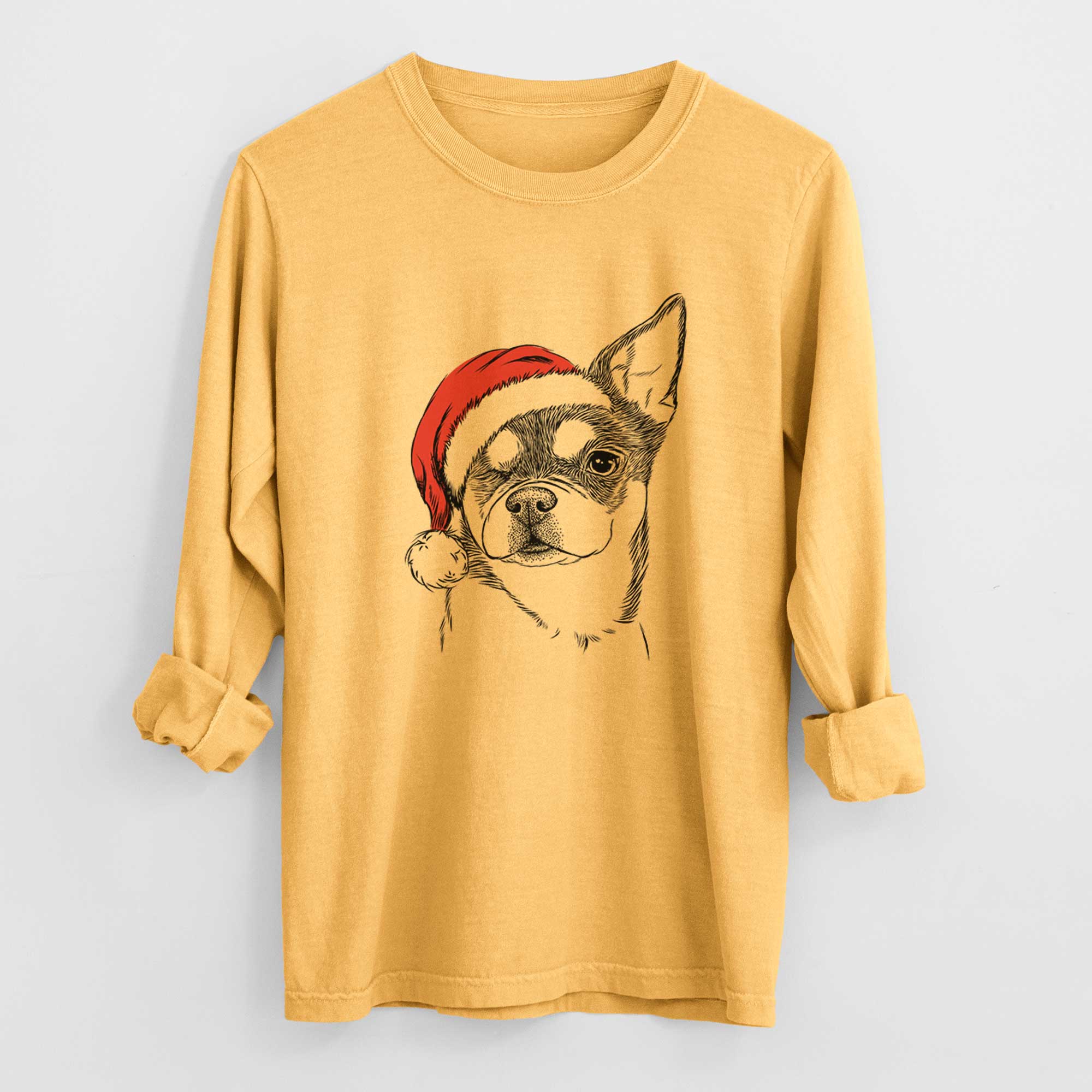 Santa Paris the Chihuahua - Men's Heavyweight 100% Cotton Long Sleeve