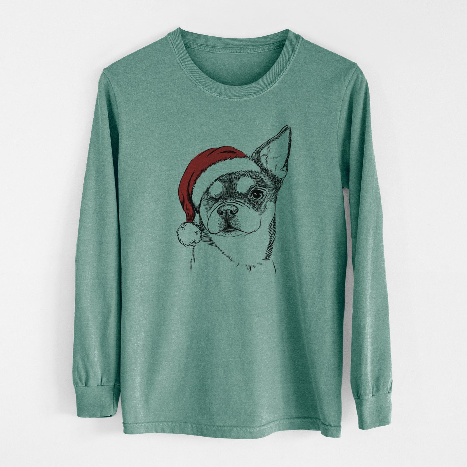 Santa Paris the Chihuahua - Men's Heavyweight 100% Cotton Long Sleeve