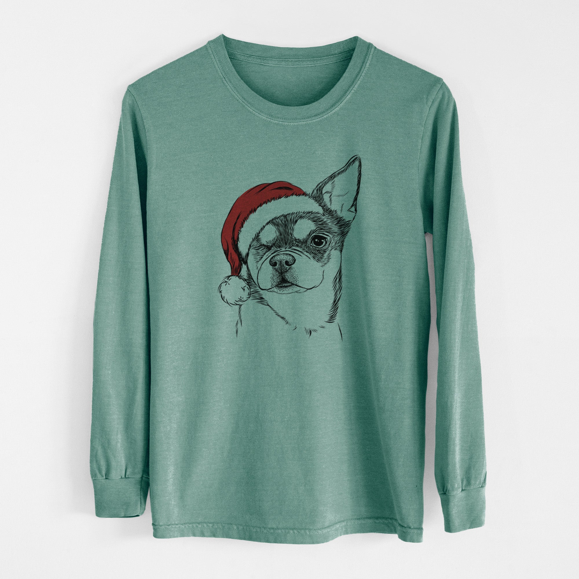 Santa Paris the Chihuahua - Men's Heavyweight 100% Cotton Long Sleeve