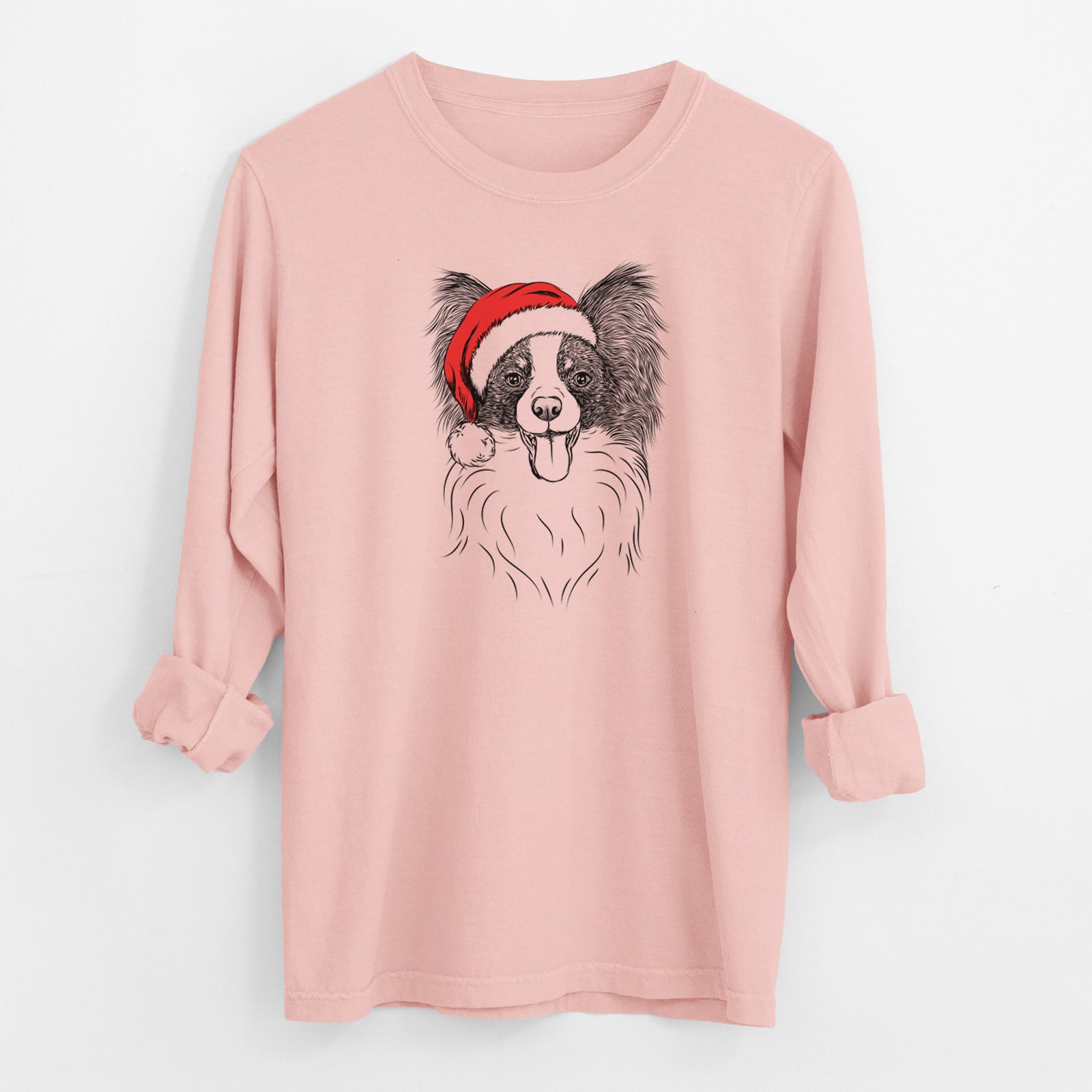 Santa Patrick the Papillon - Men's Heavyweight 100% Cotton Long Sleeve