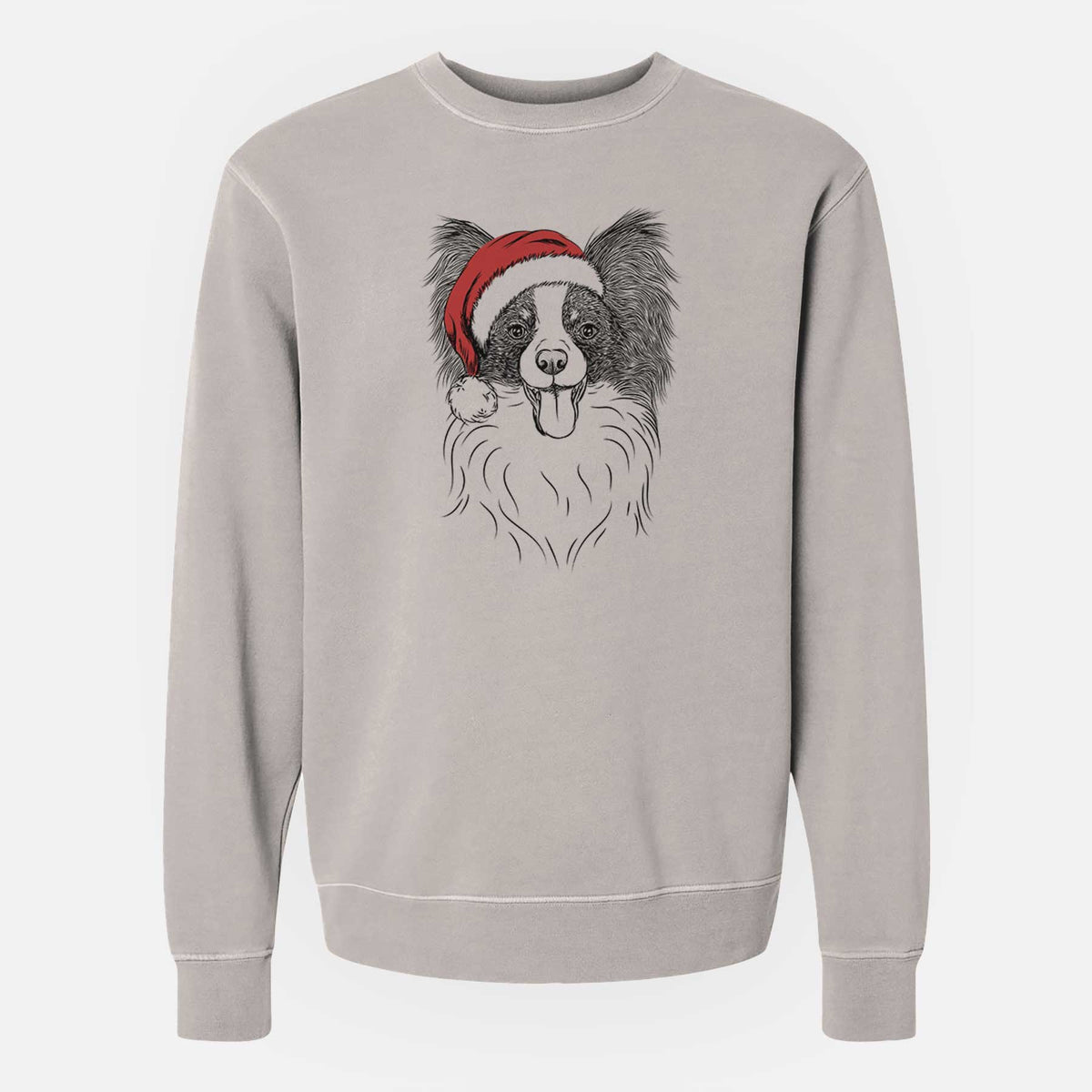 Santa Patrick the Papillon - Unisex Pigment Dyed Crew Sweatshirt