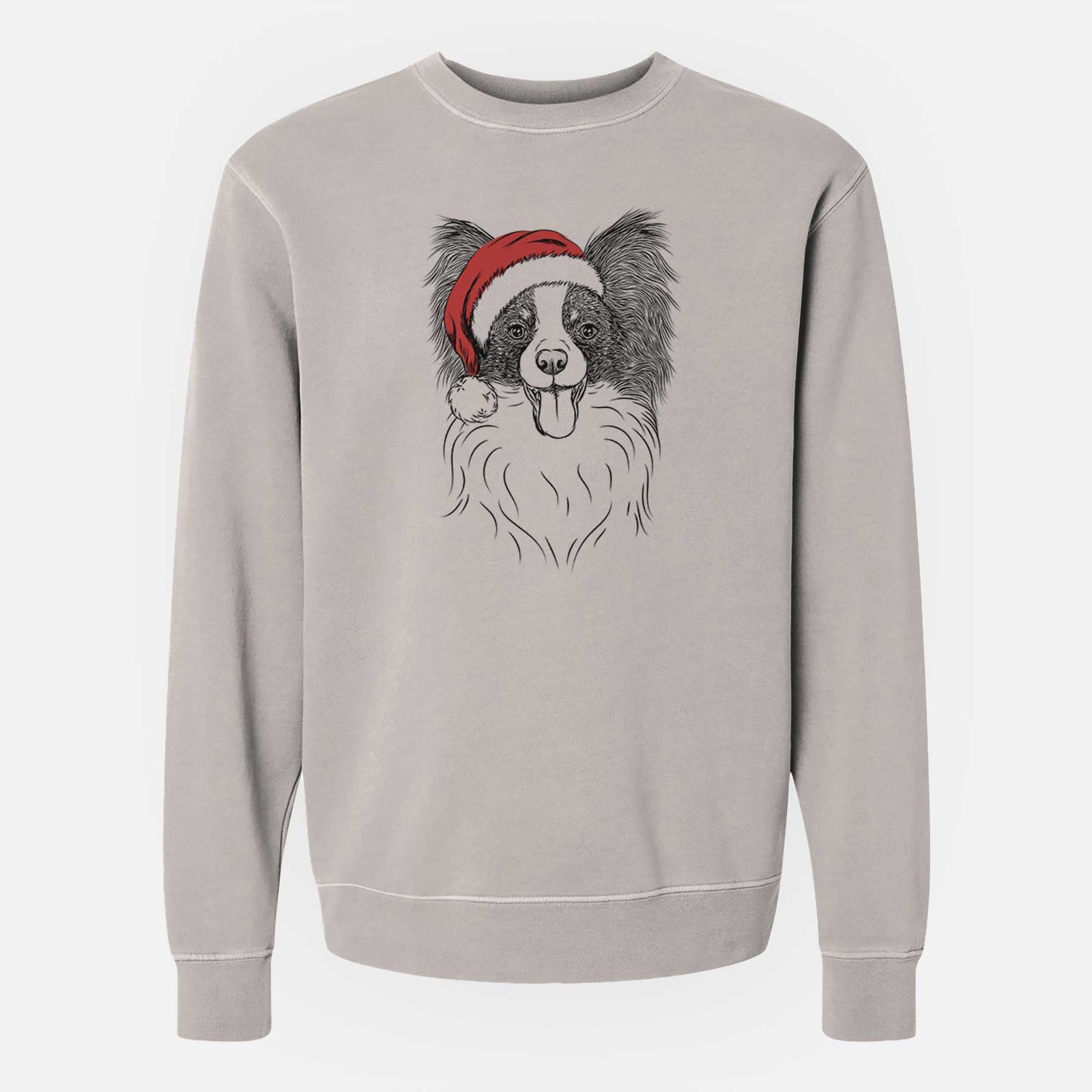 Santa Patrick the Papillon - Unisex Pigment Dyed Crew Sweatshirt