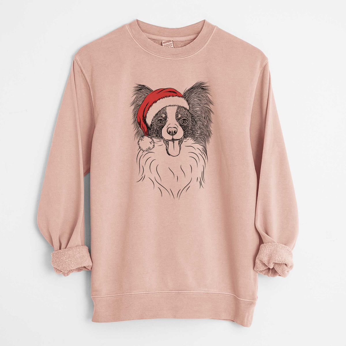 Santa Patrick the Papillon - Unisex Pigment Dyed Crew Sweatshirt