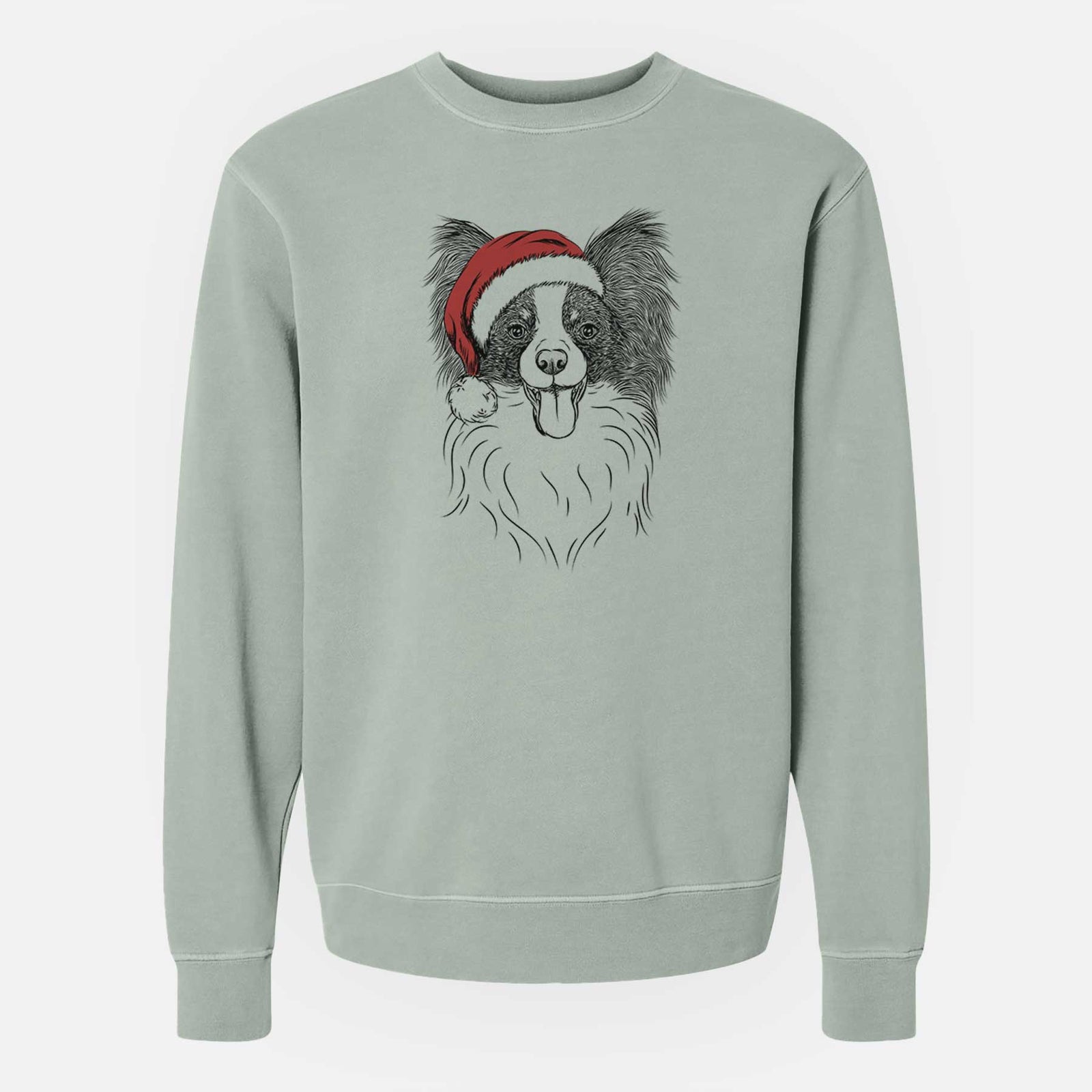Santa Patrick the Papillon - Unisex Pigment Dyed Crew Sweatshirt