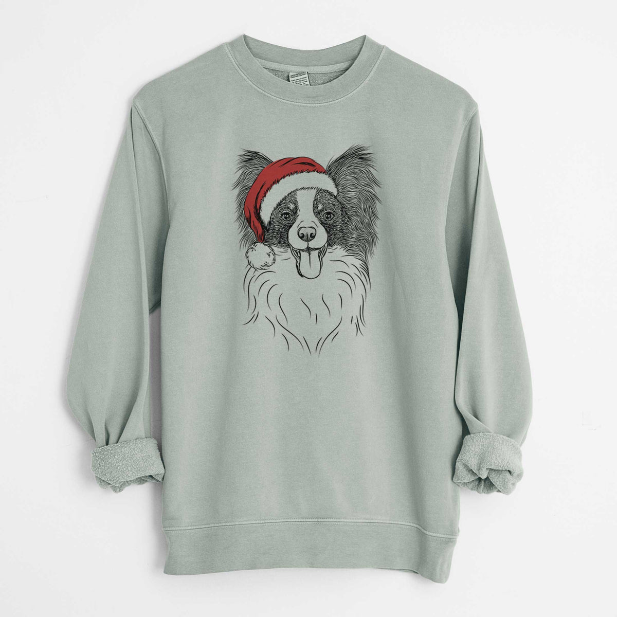 Santa Patrick the Papillon - Unisex Pigment Dyed Crew Sweatshirt