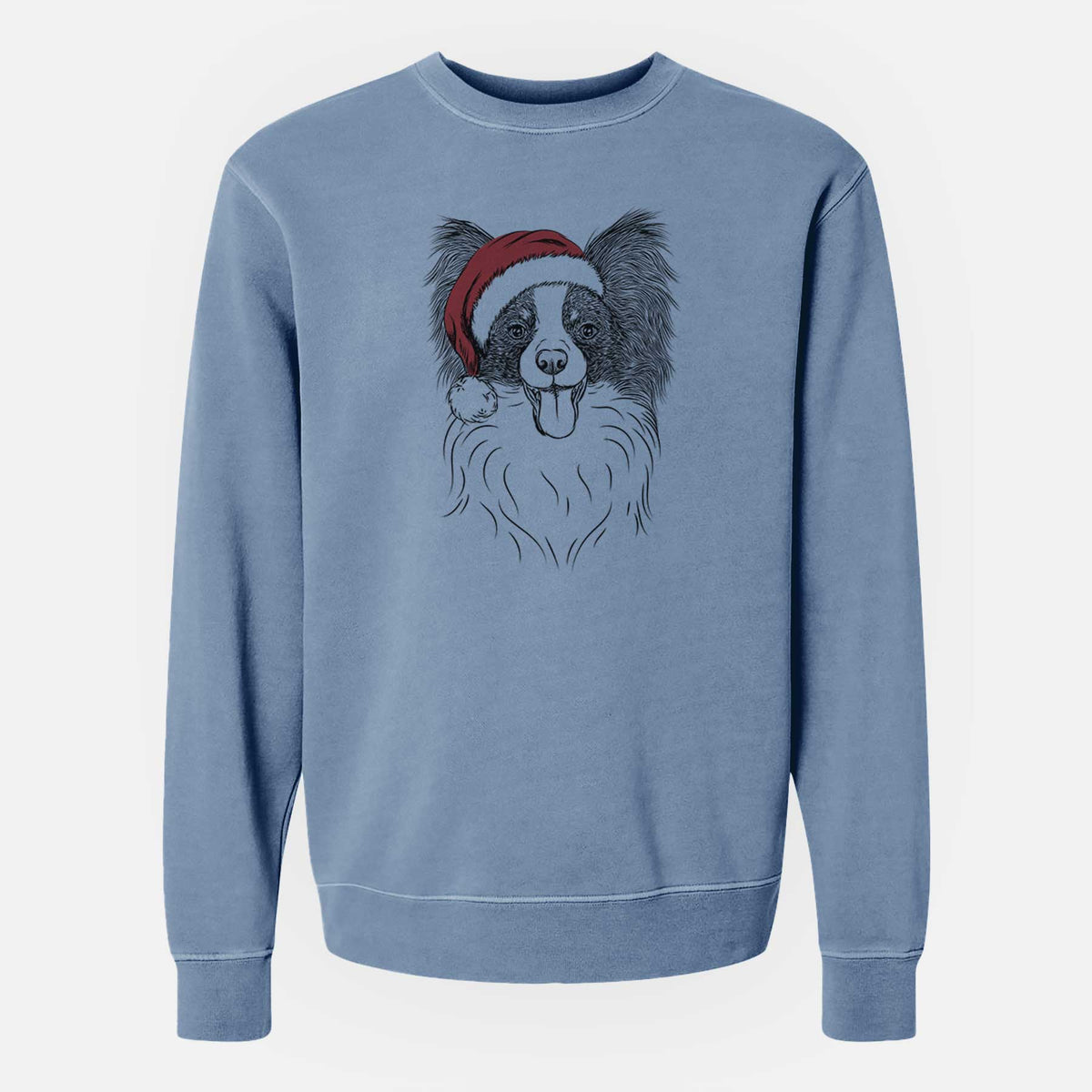 Santa Patrick the Papillon - Unisex Pigment Dyed Crew Sweatshirt