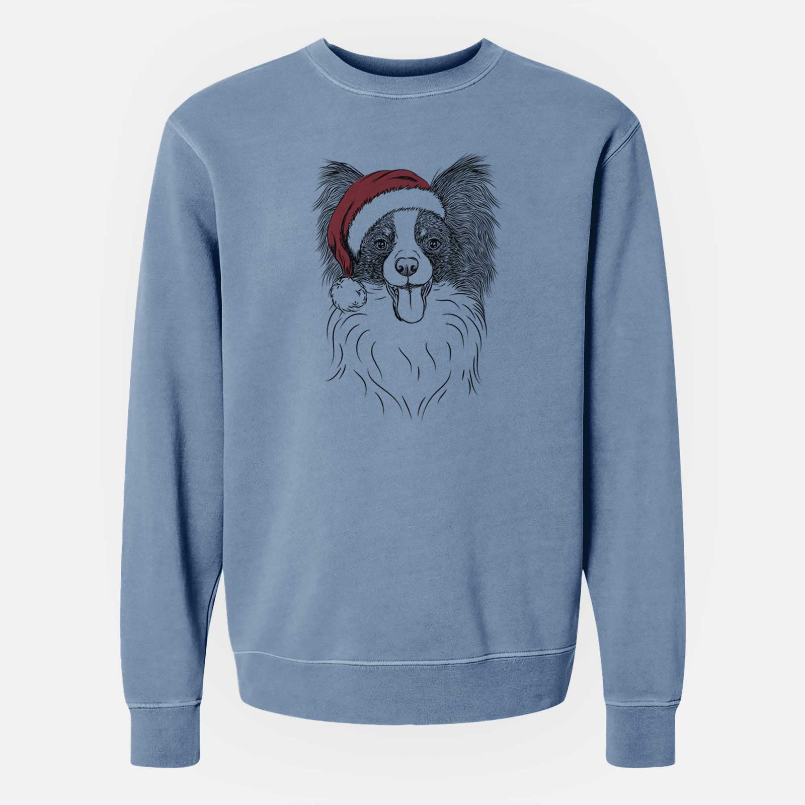 Santa Patrick the Papillon - Unisex Pigment Dyed Crew Sweatshirt