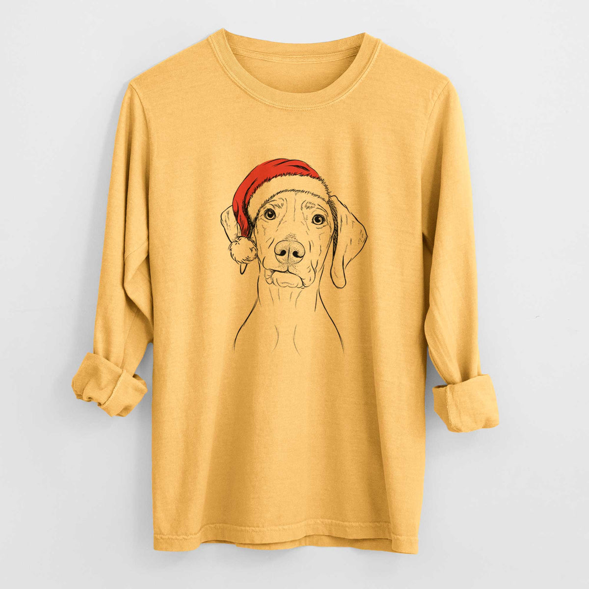 Santa Pawley the Vizsla - Men's Heavyweight 100% Cotton Long Sleeve