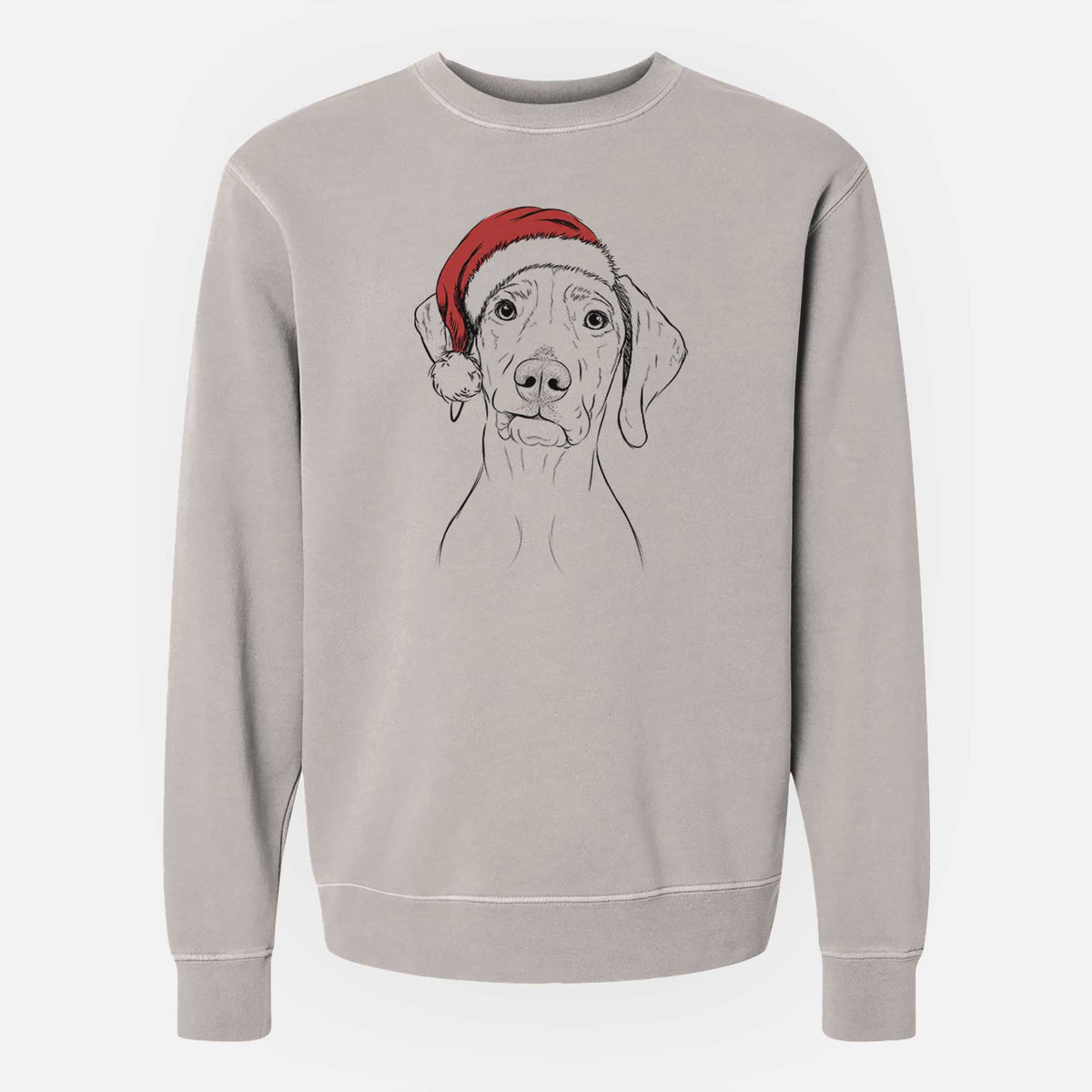 Santa Pawley the Vizsla - Unisex Pigment Dyed Crew Sweatshirt