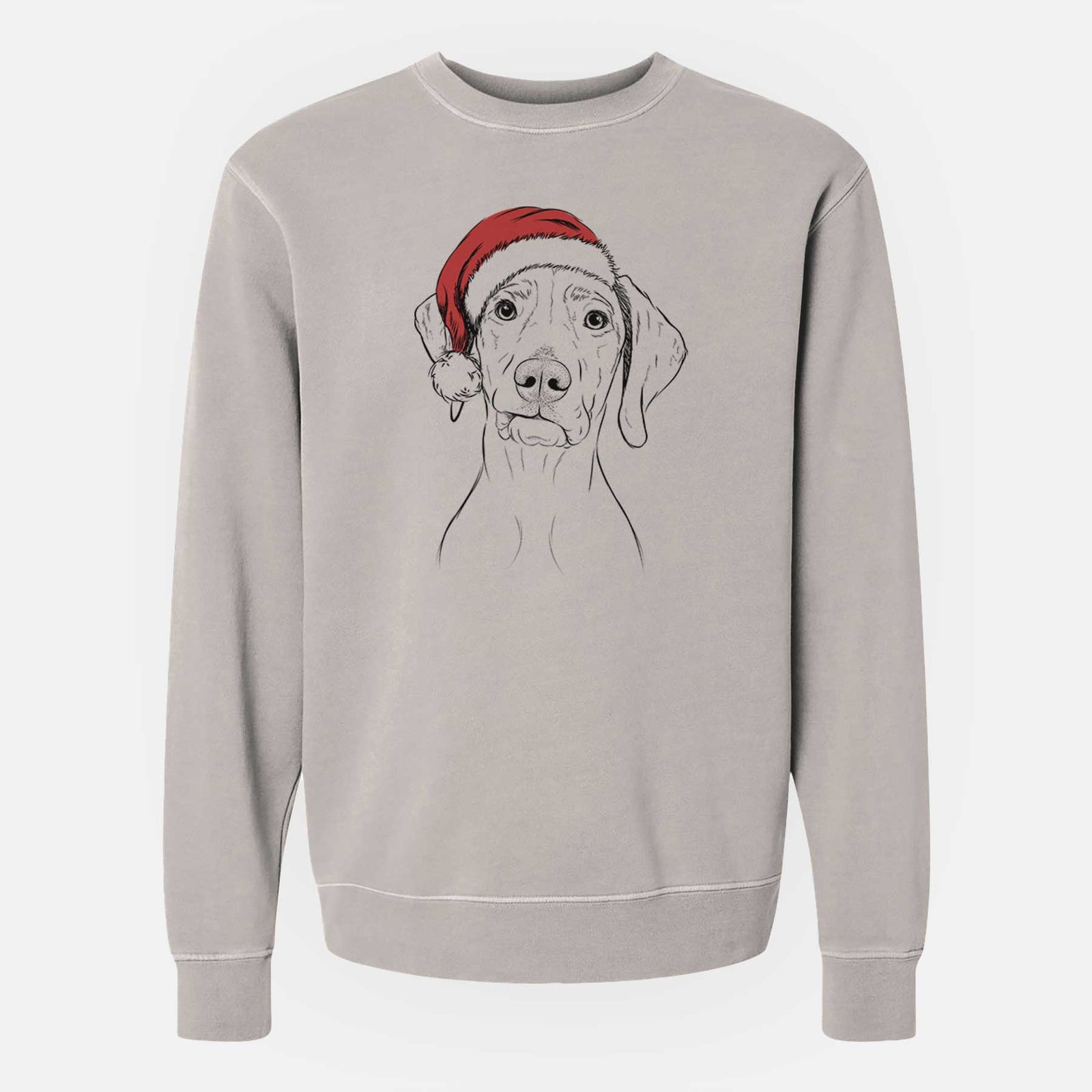 Santa Pawley the Vizsla - Unisex Pigment Dyed Crew Sweatshirt