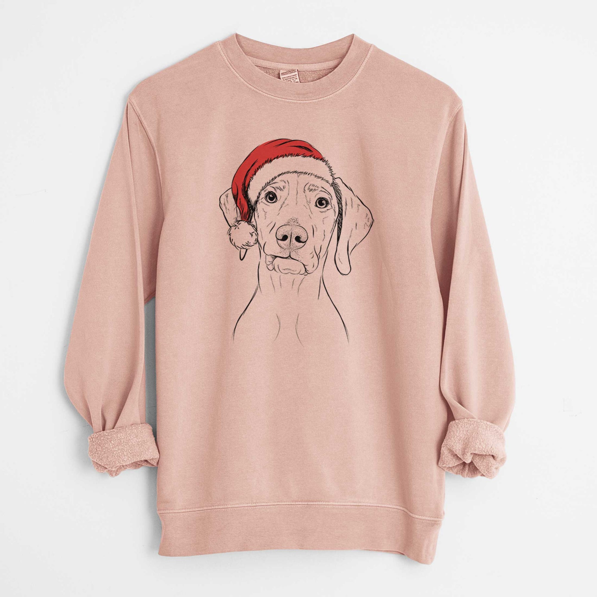 Santa Pawley the Vizsla - Unisex Pigment Dyed Crew Sweatshirt