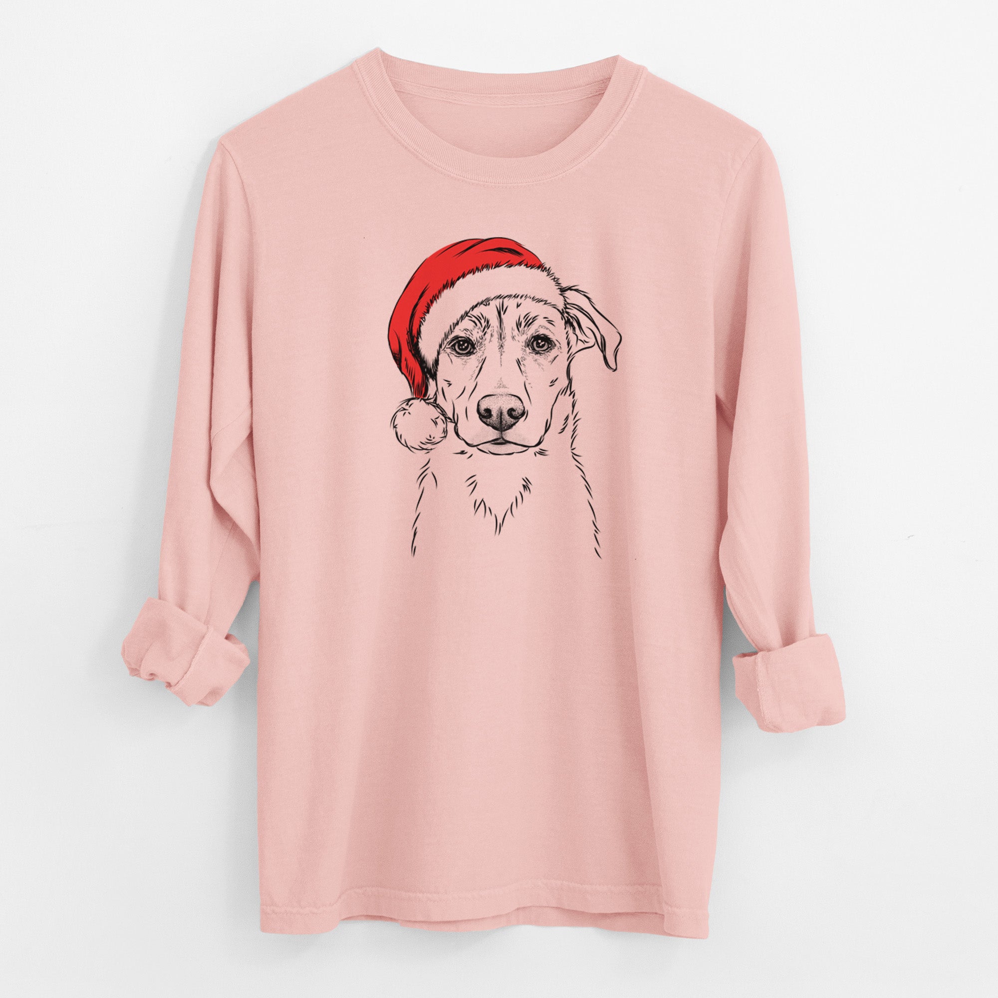 Santa Peanut the Lab Mix - Men's Heavyweight 100% Cotton Long Sleeve