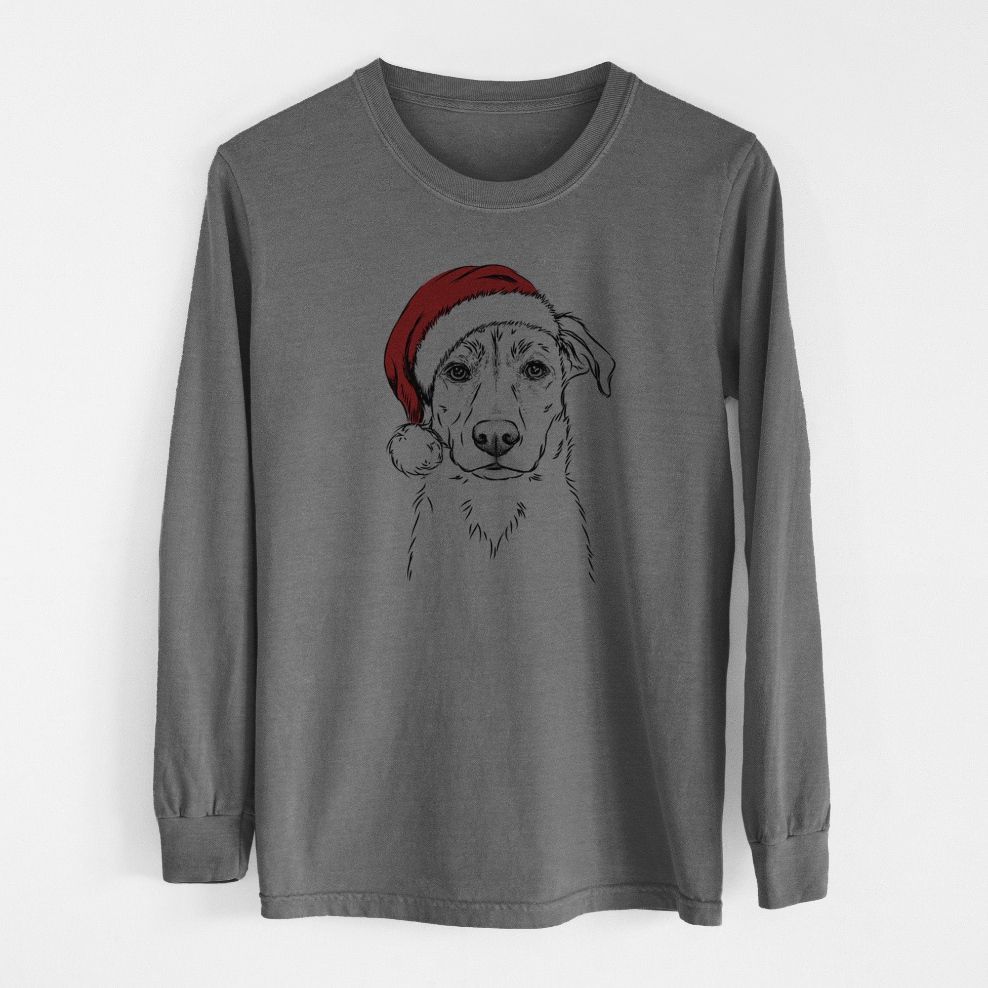 Santa Peanut the Lab Mix - Men's Heavyweight 100% Cotton Long Sleeve