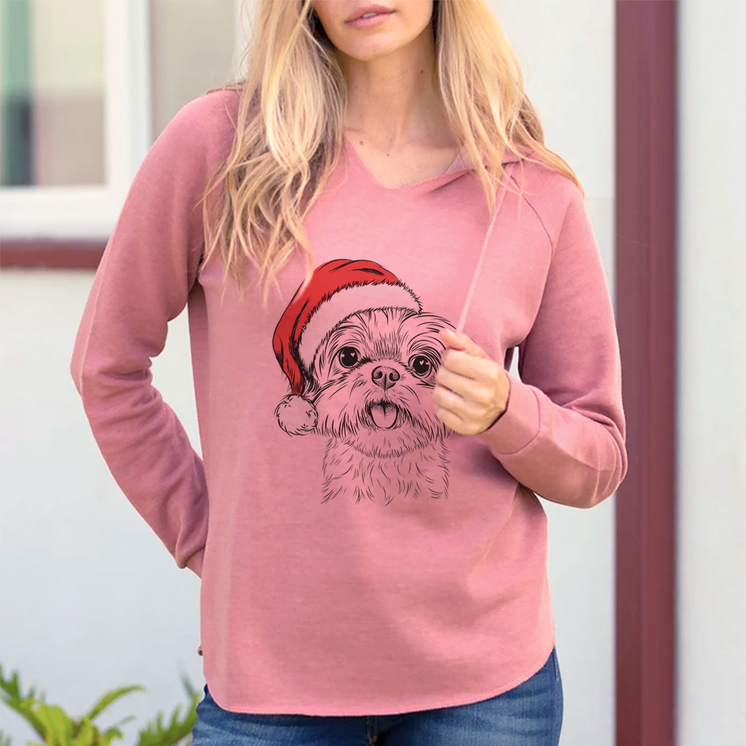 Santa Pebbles the Shorkie - Cali Wave Hooded Sweatshirt