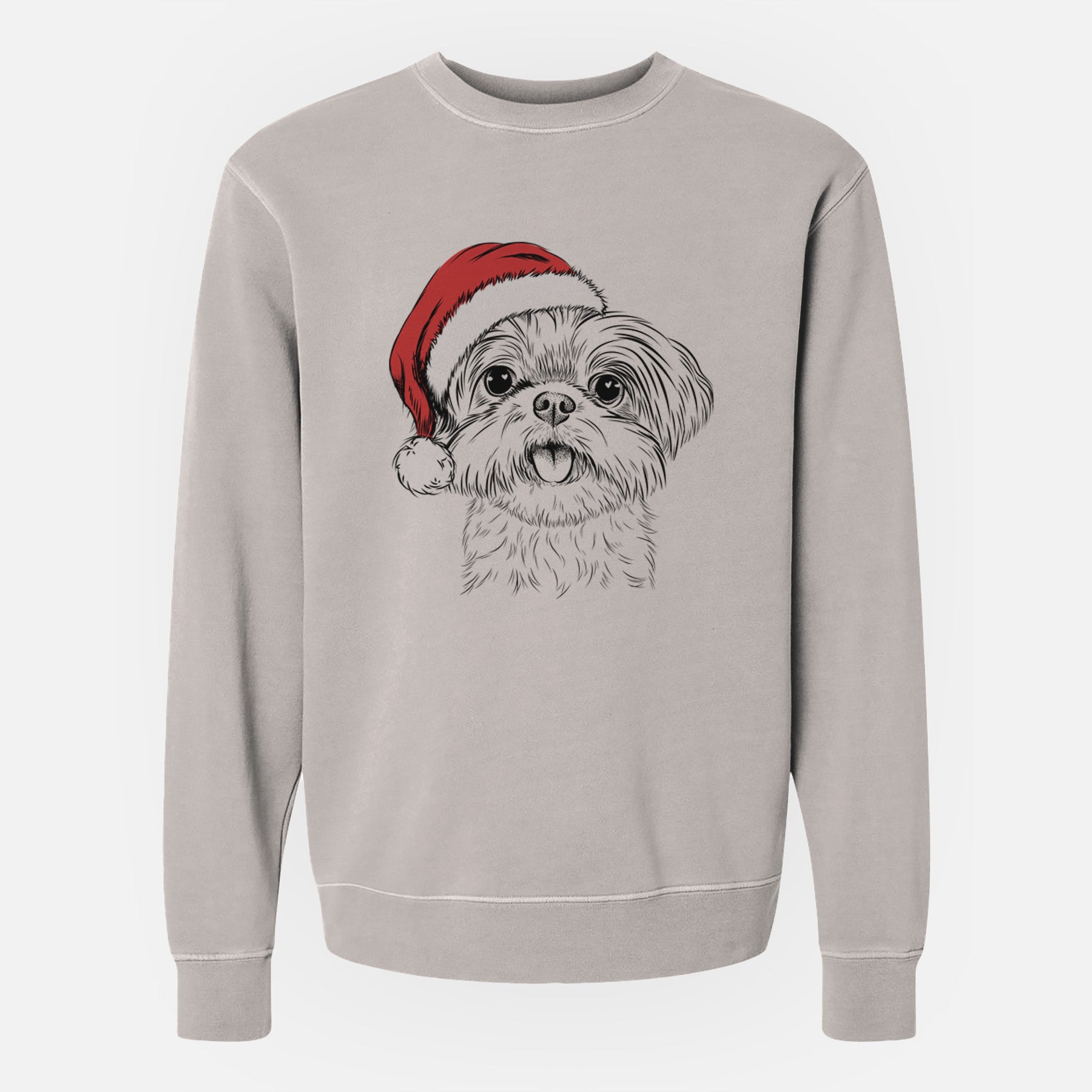 Santa Pebbles the Shorkie - Unisex Pigment Dyed Crew Sweatshirt