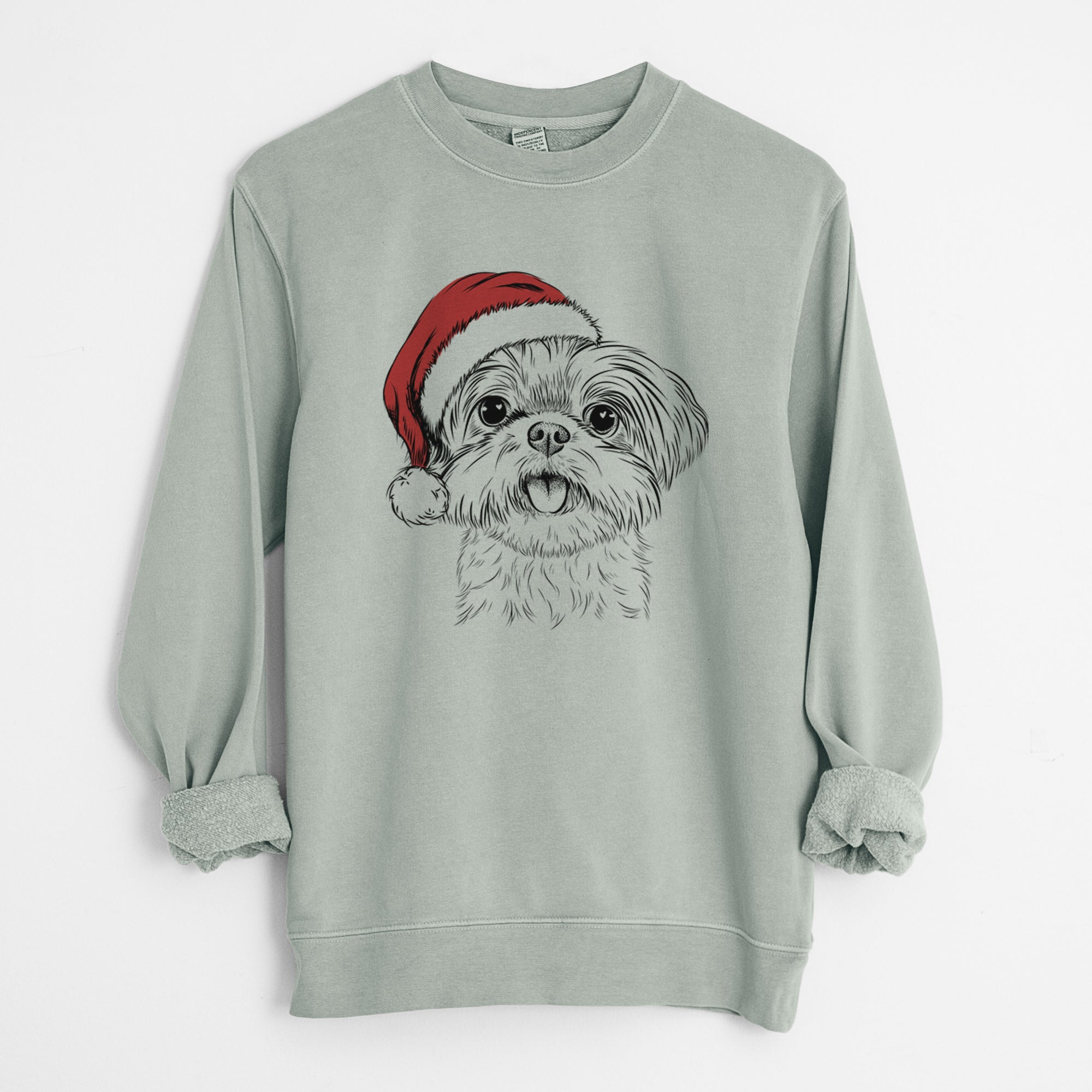 Santa Pebbles the Shorkie - Unisex Pigment Dyed Crew Sweatshirt