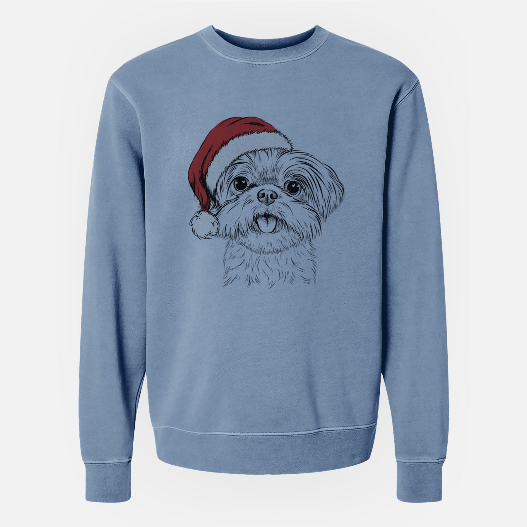 Santa Pebbles the Shorkie - Unisex Pigment Dyed Crew Sweatshirt