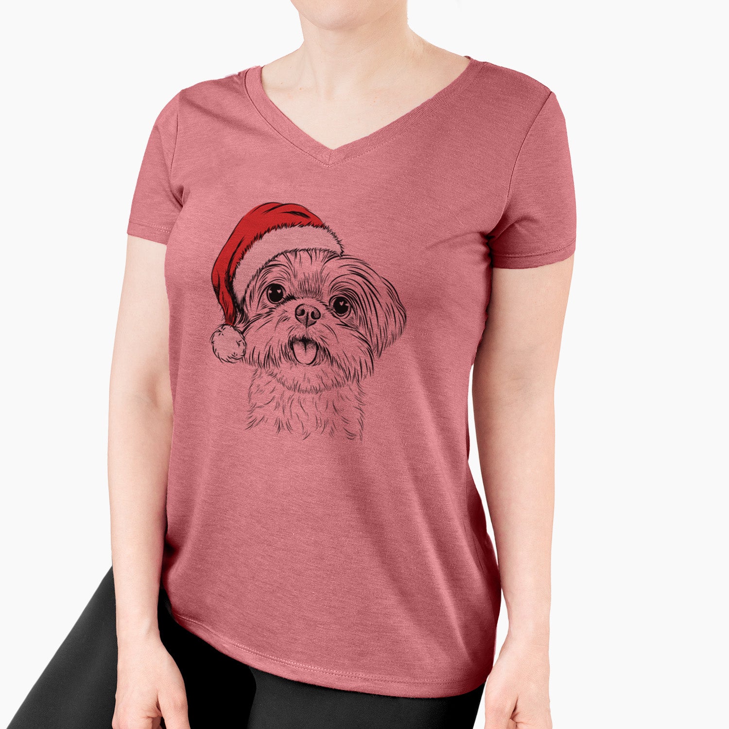 Santa Pebbles the Shorkie - Women's Perfect V-neck Shirt