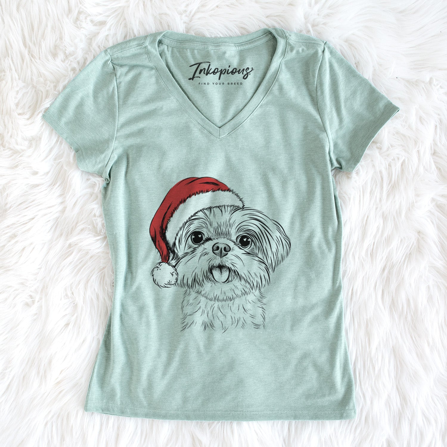 Santa Pebbles the Shorkie - Women's Perfect V-neck Shirt