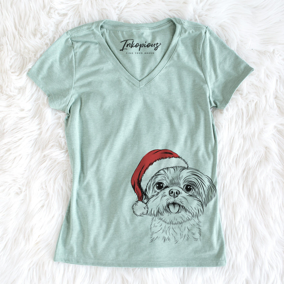 Santa Pebbles the Shorkie - Women&#39;s Perfect V-neck Shirt