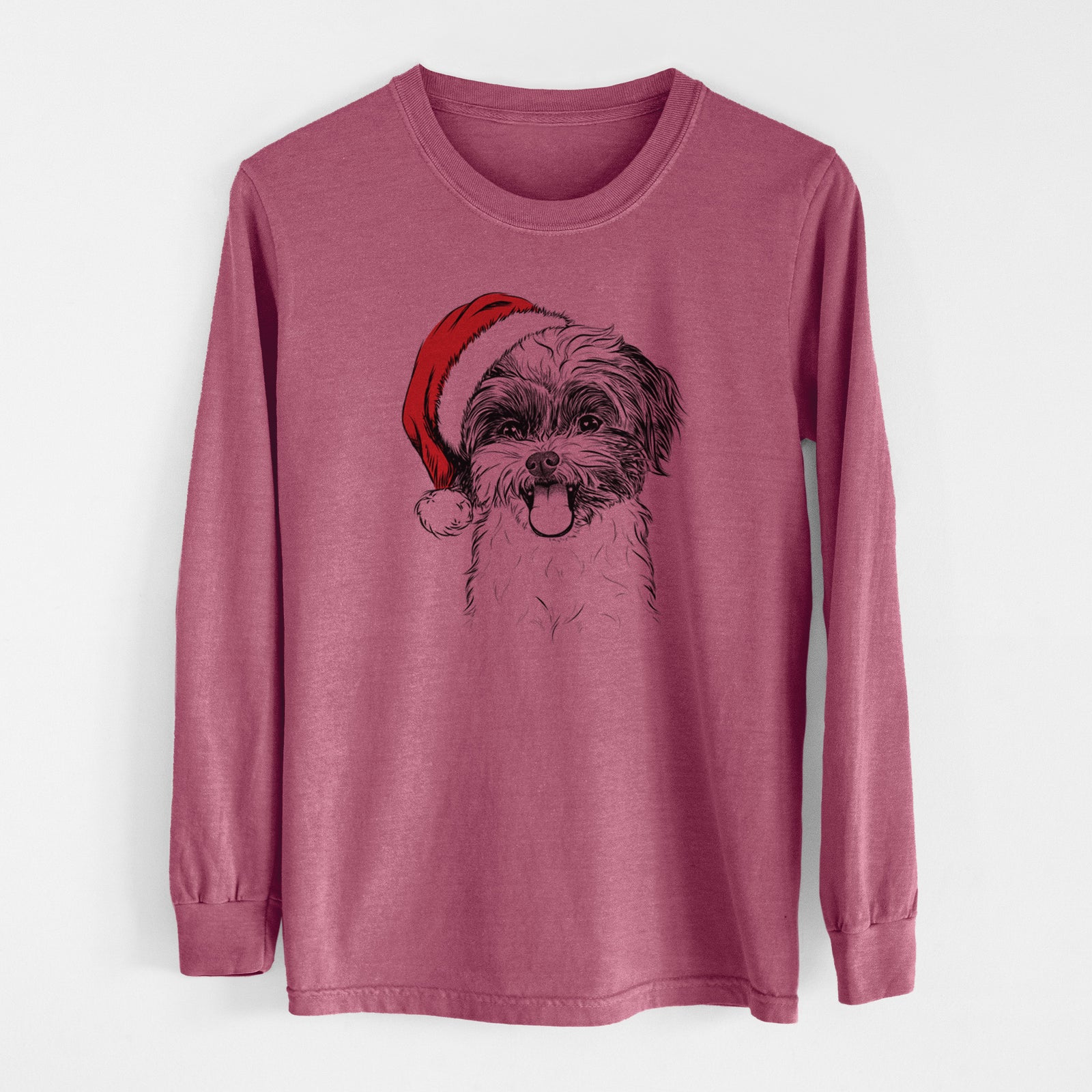 Santa Pepper the Shihpoo - Men's Heavyweight 100% Cotton Long Sleeve