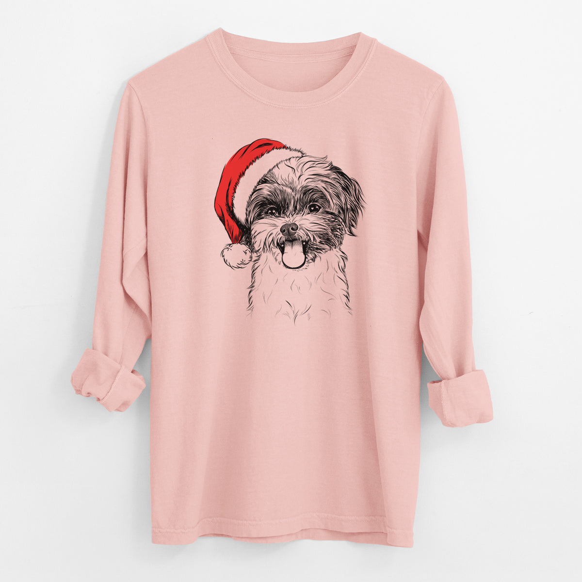 Santa Pepper the Shihpoo - Men's Heavyweight 100% Cotton Long Sleeve
