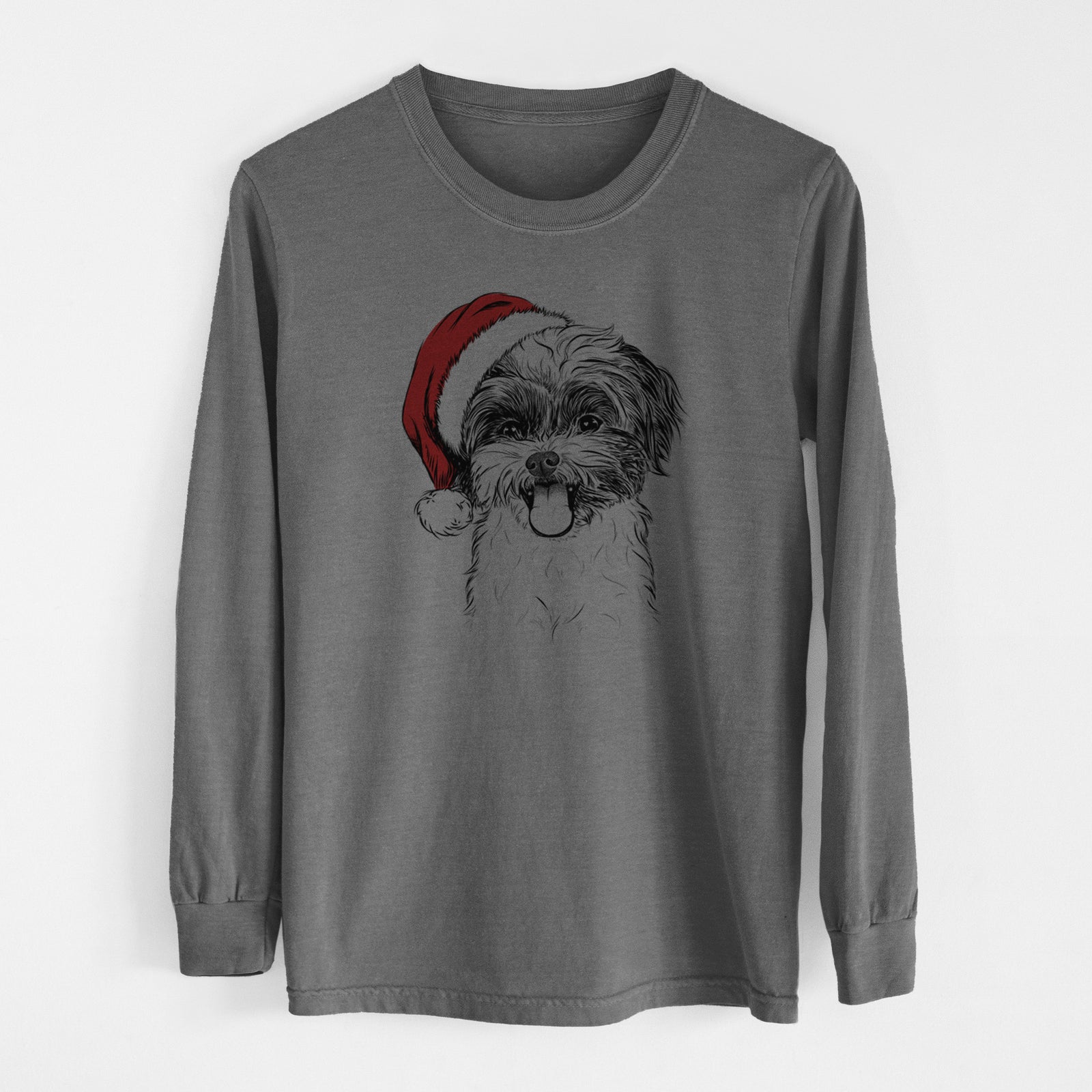 Santa Pepper the Shihpoo - Men's Heavyweight 100% Cotton Long Sleeve