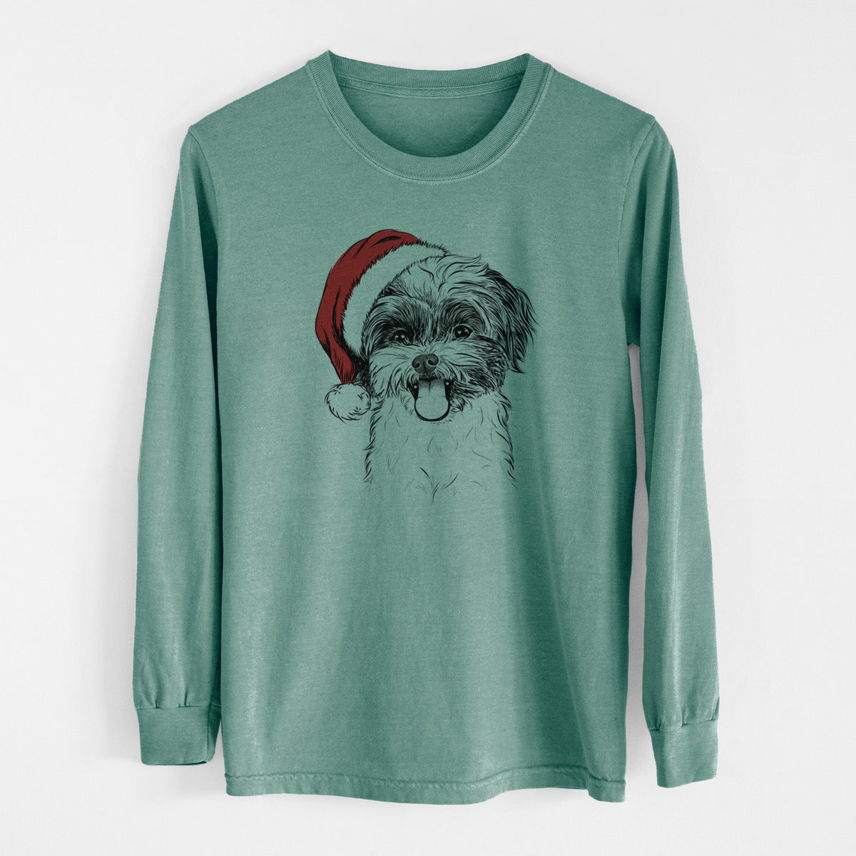Santa Pepper the Shihpoo - Men's Heavyweight 100% Cotton Long Sleeve