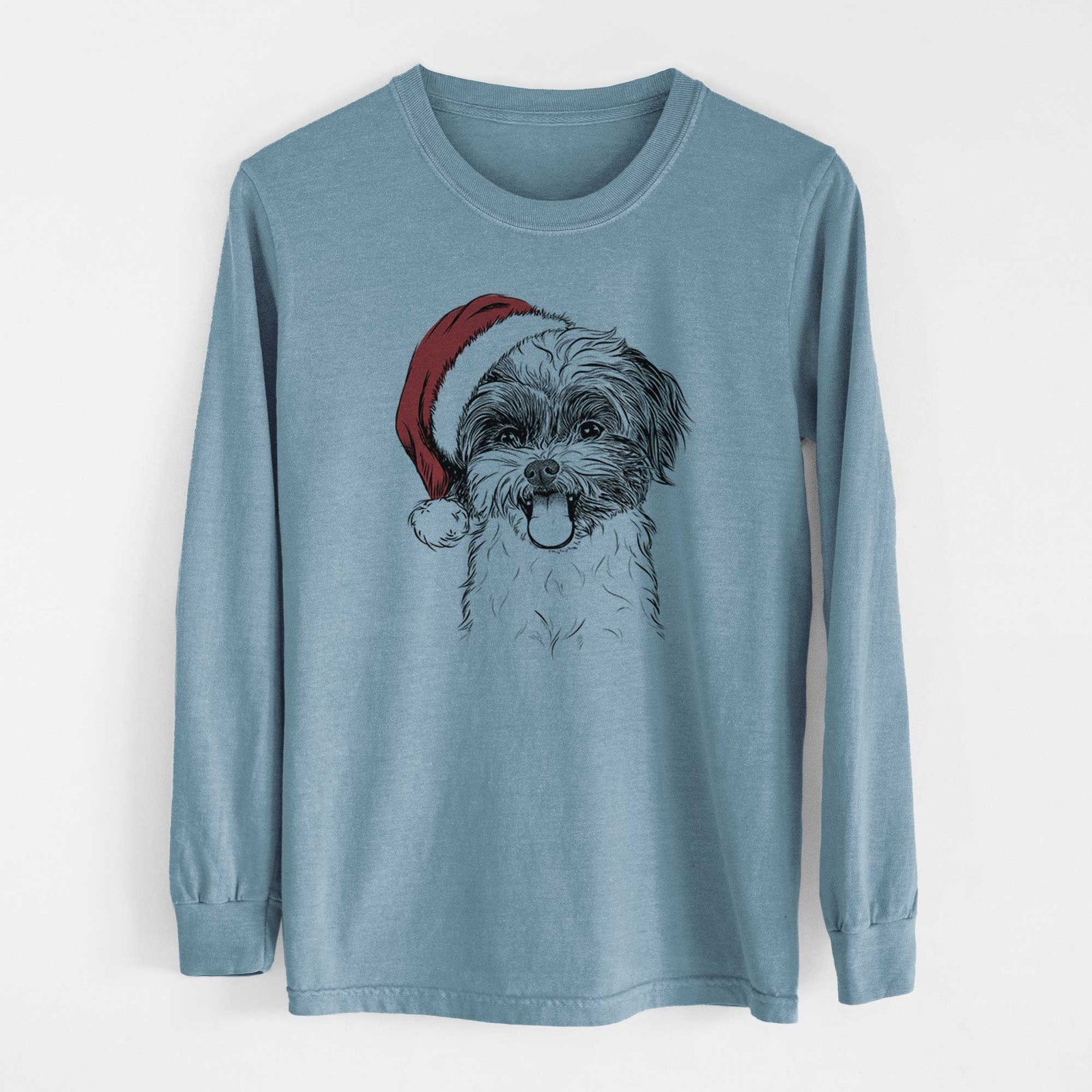 Santa Pepper the Shihpoo - Men's Heavyweight 100% Cotton Long Sleeve