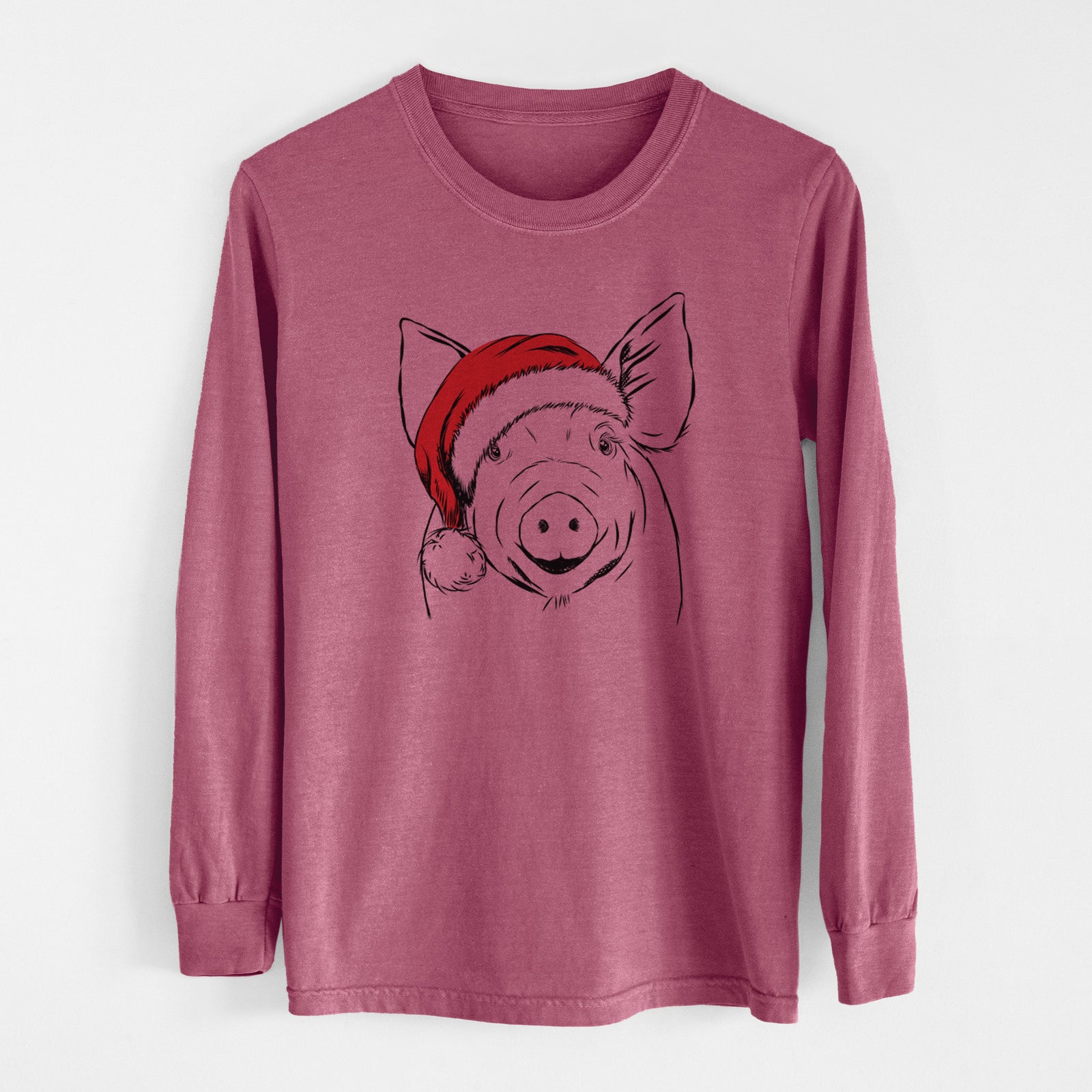 Santa Perry the Pig - Men's Heavyweight 100% Cotton Long Sleeve