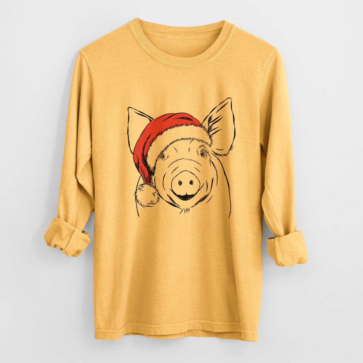 Santa Perry the Pig - Men's Heavyweight 100% Cotton Long Sleeve