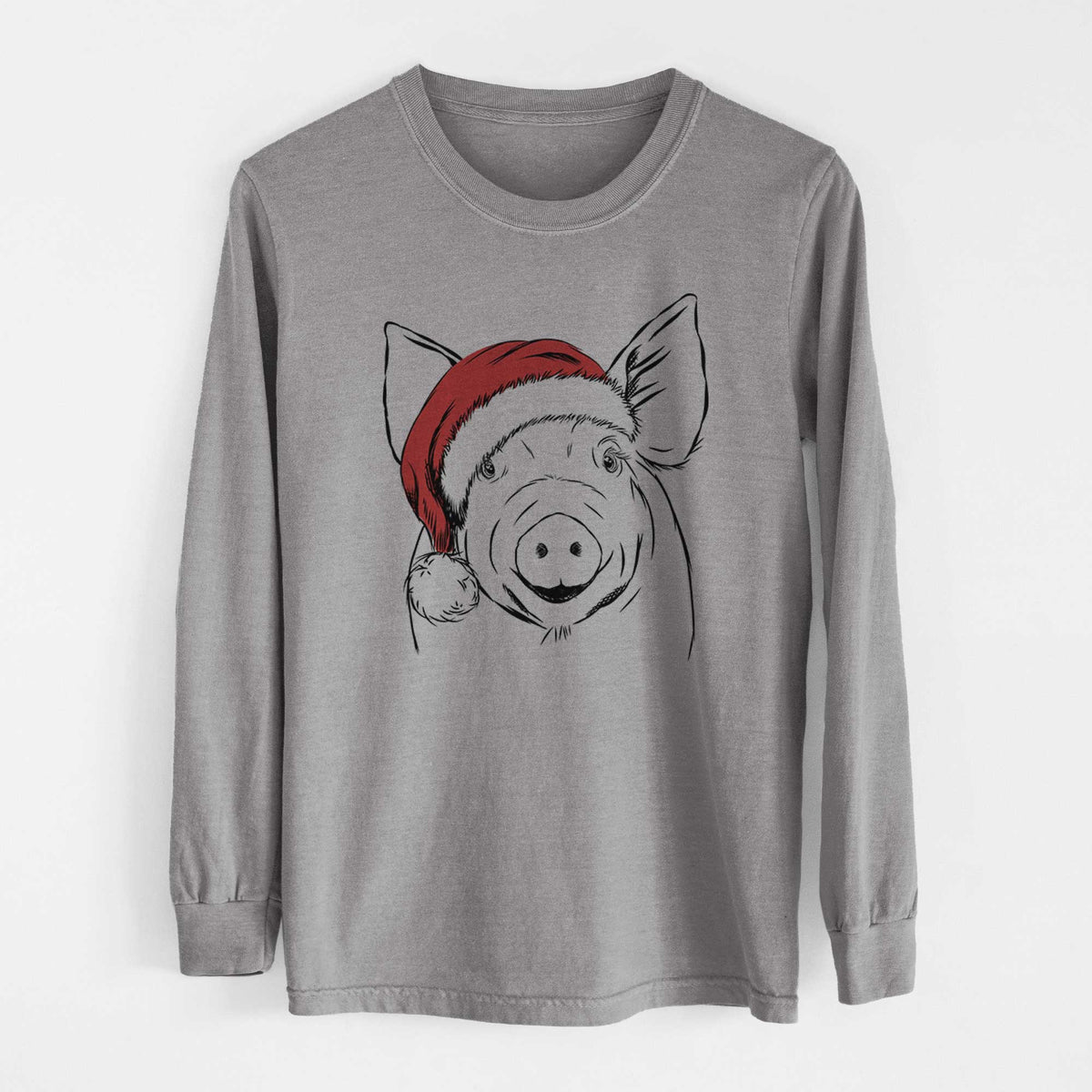 Santa Perry the Pig - Men's Heavyweight 100% Cotton Long Sleeve