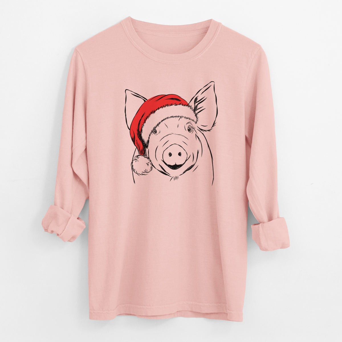 Santa Perry the Pig - Men's Heavyweight 100% Cotton Long Sleeve